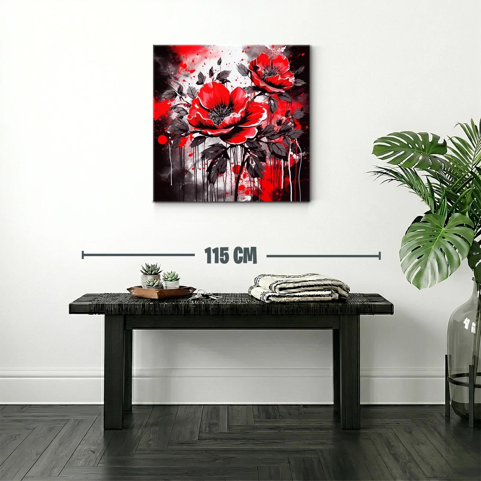 Cuadro floral con amapolas rojas y contraste oscuro — miniatura 2