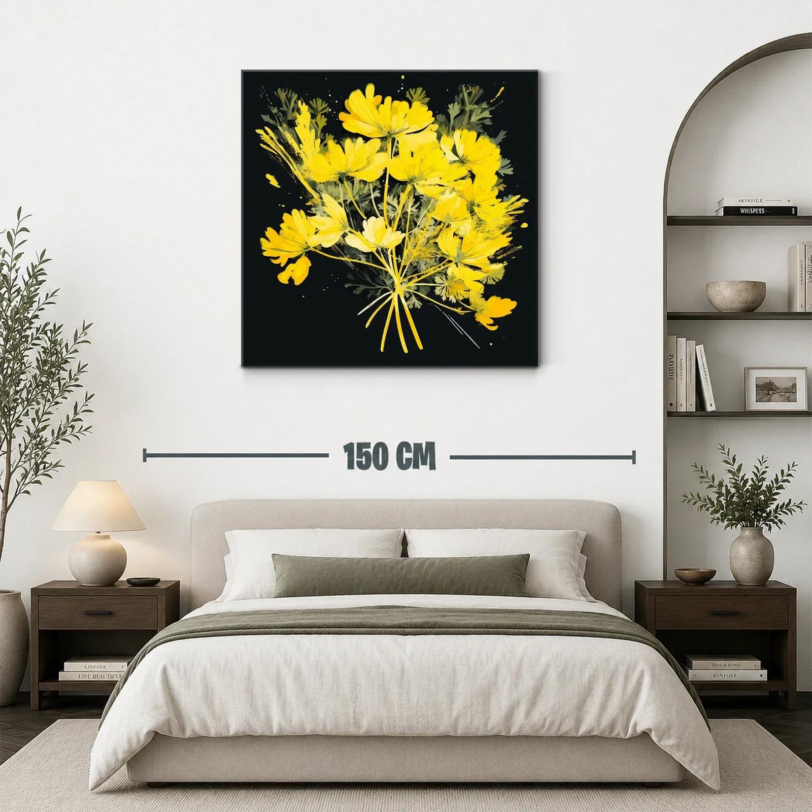 Ramo vibrante de flores amarillas con fondo oscuro — miniatura 3