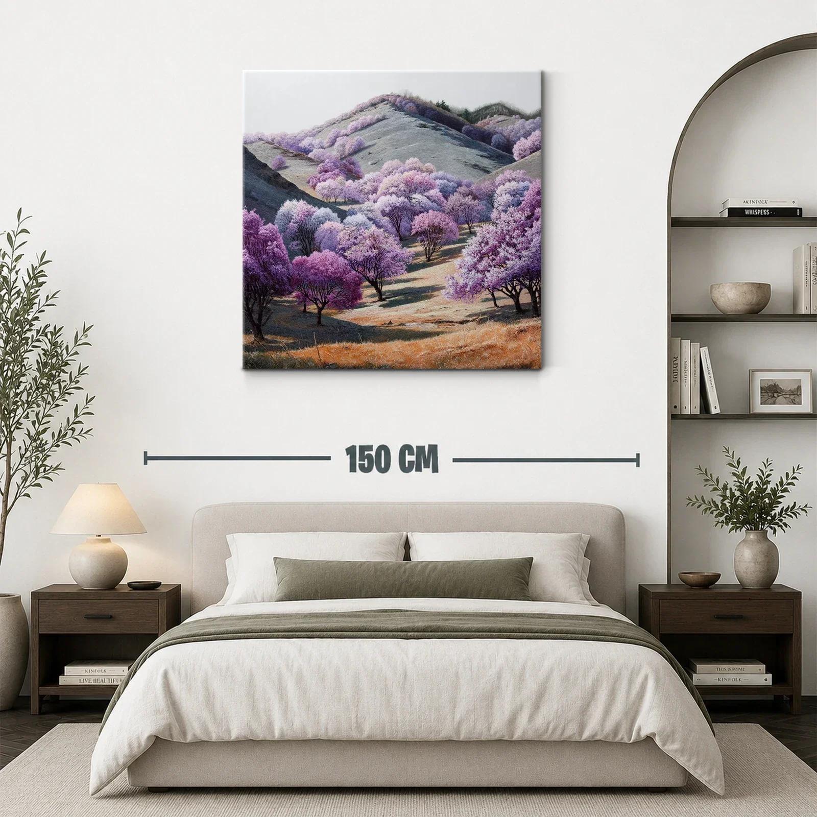 Paisaje sereno con árboles en tonos lila y rosa — miniatura 3