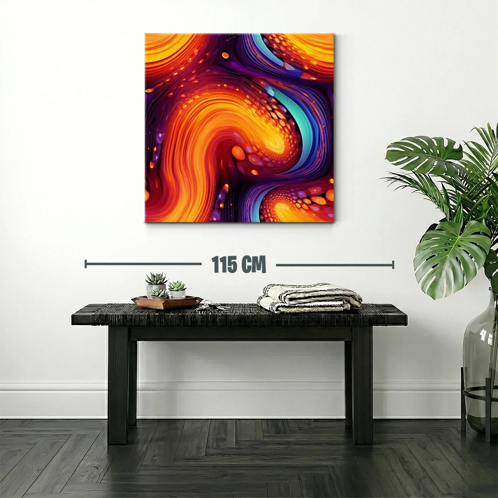 Cuadro abstracto con vibrantes remolinos en tonos cálidos — miniatura 2