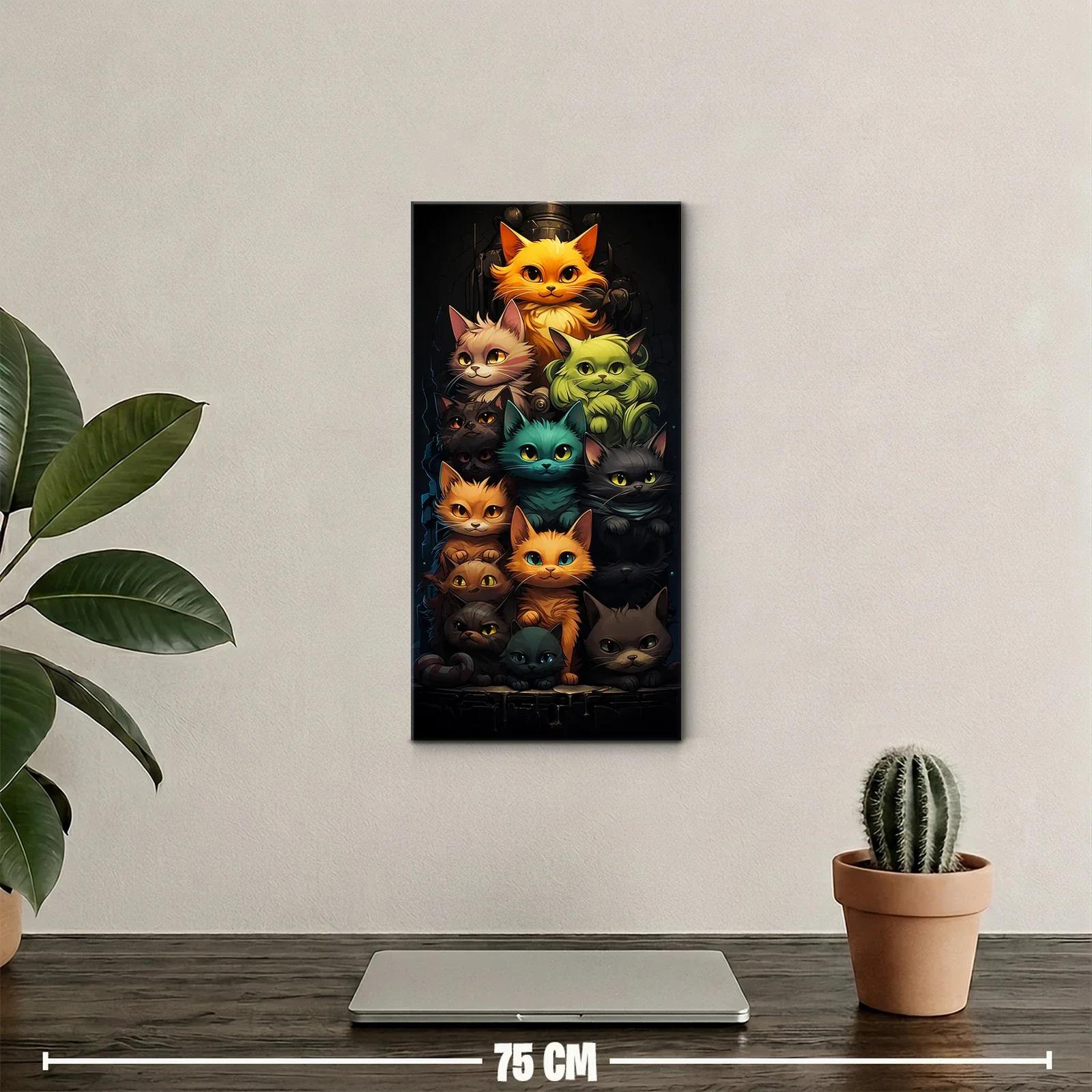 Cuadro grupo de gatos de ojos grandes apilados — miniatura 2