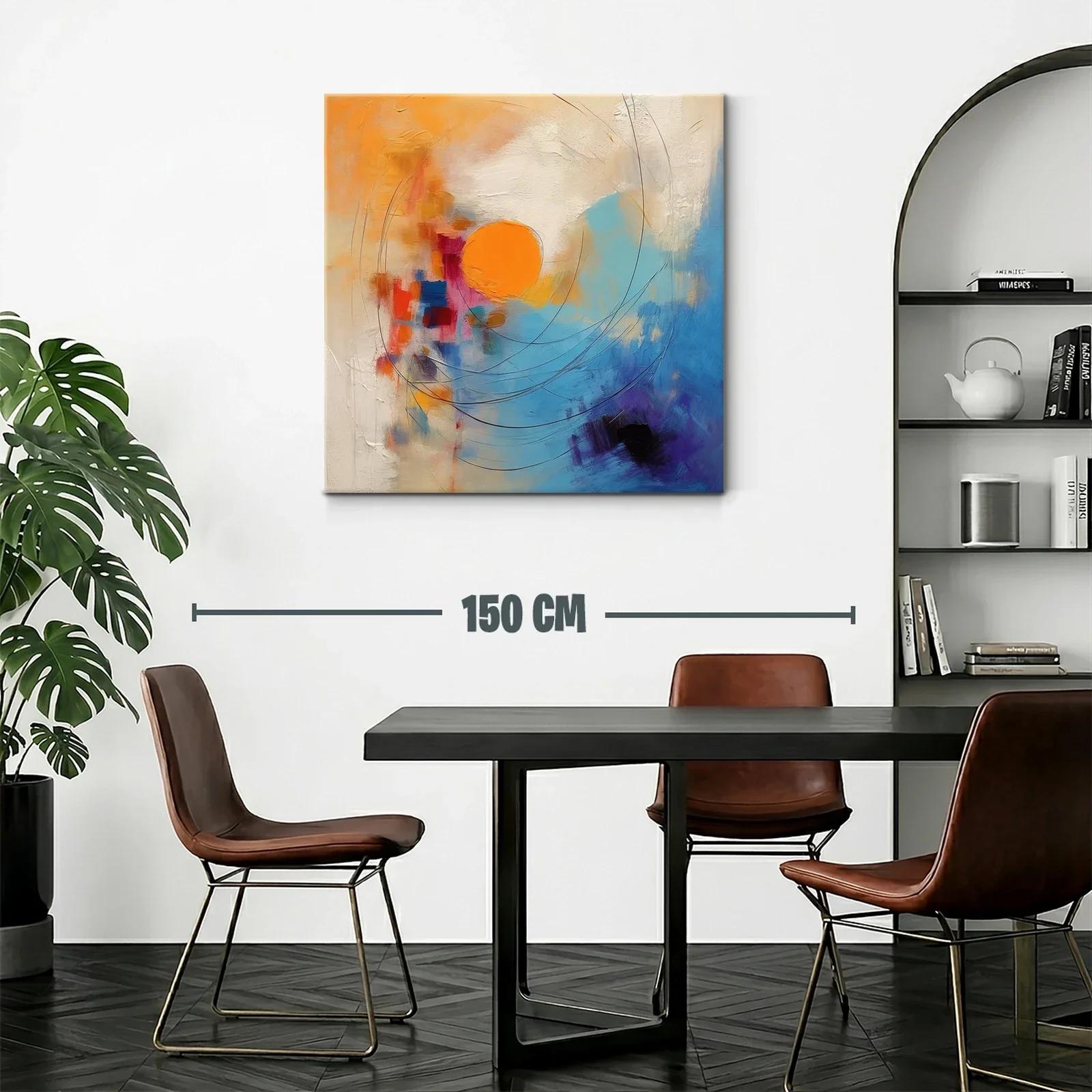 Cuadro abstracto con tonos vibrantes y formas circulares — miniatura 2