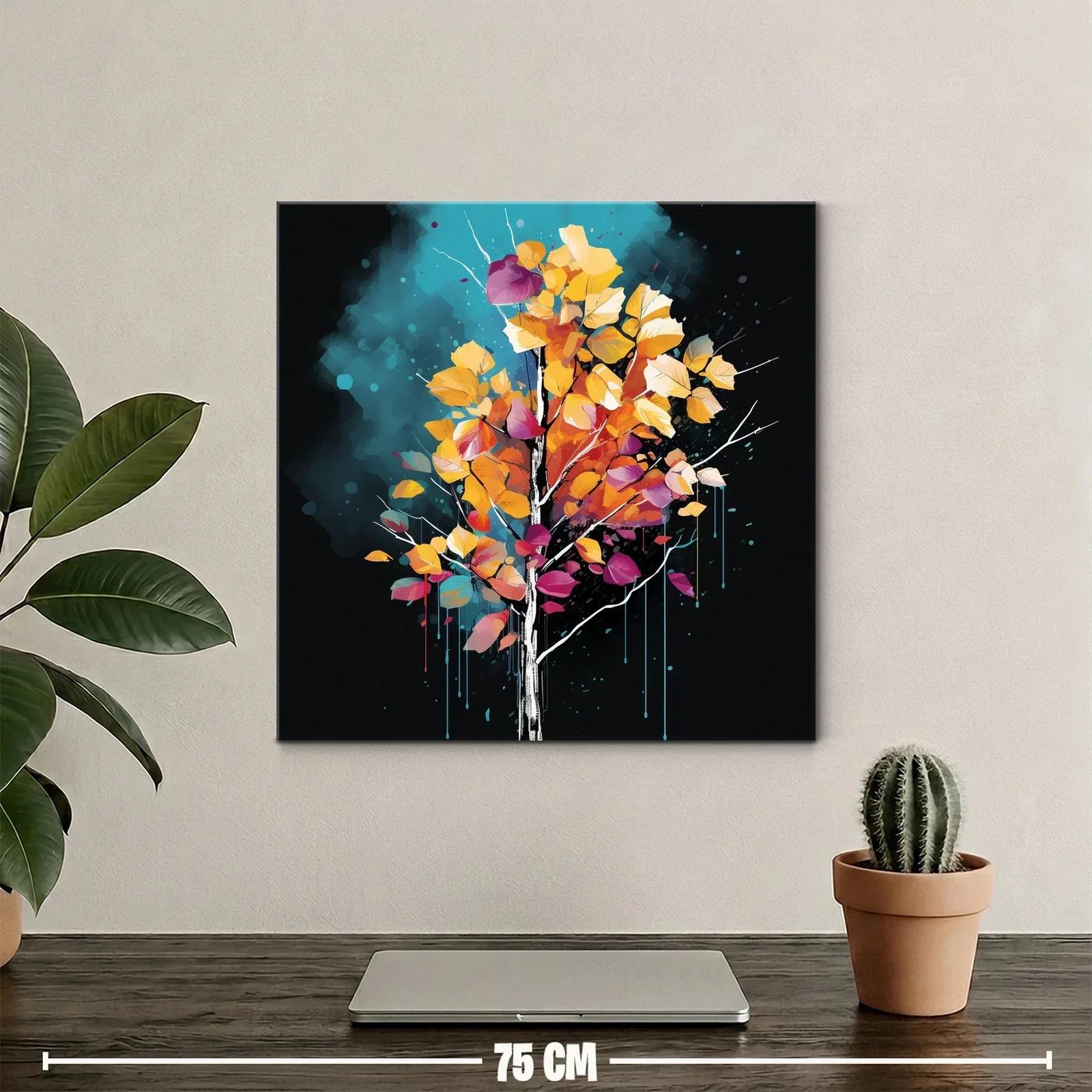 Armonía de otoño con vibrantes hojas en fondo azul oscuro — miniatura 2