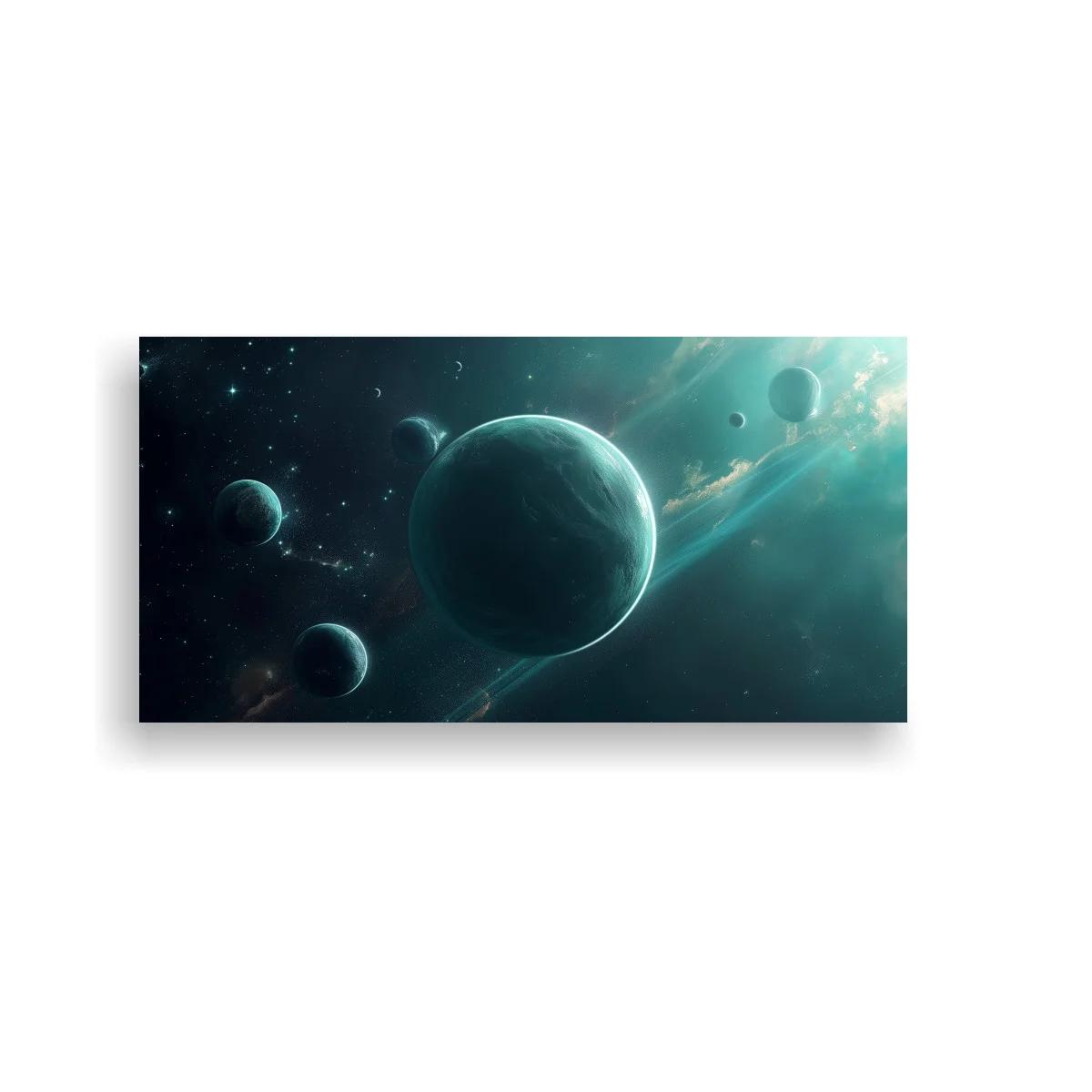 Cuadro planeta atravesado por una franja luminosa diagonal — imagen principal