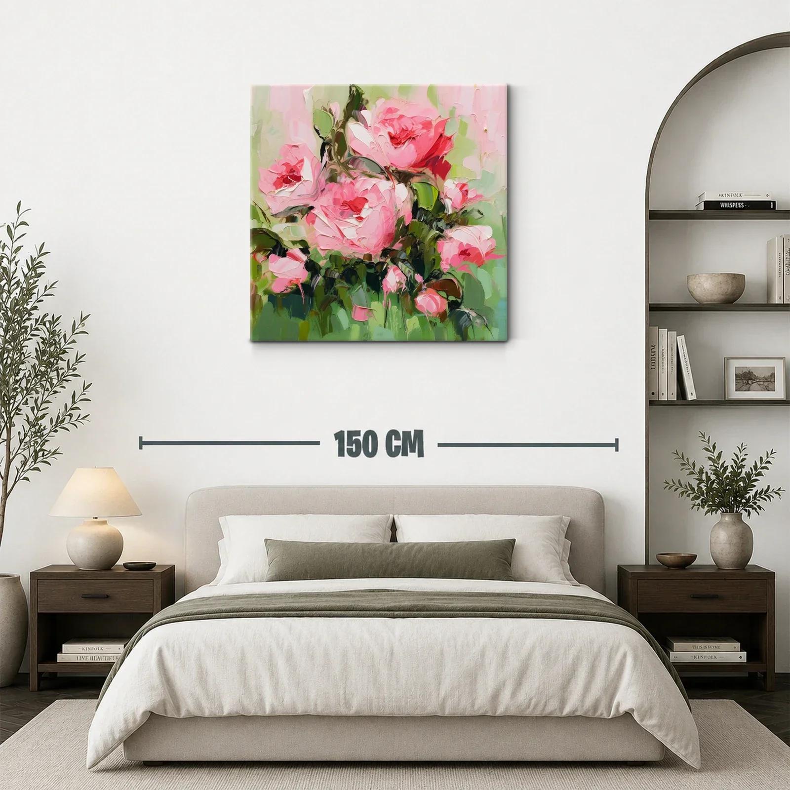 Cuadro florales en tonos rosas y verdes vibrantes — miniatura 3