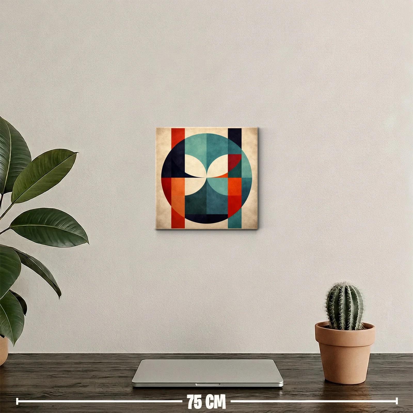 Cuadro decorativo con diseño geométrico en tonos cálidos y azules — miniatura 2