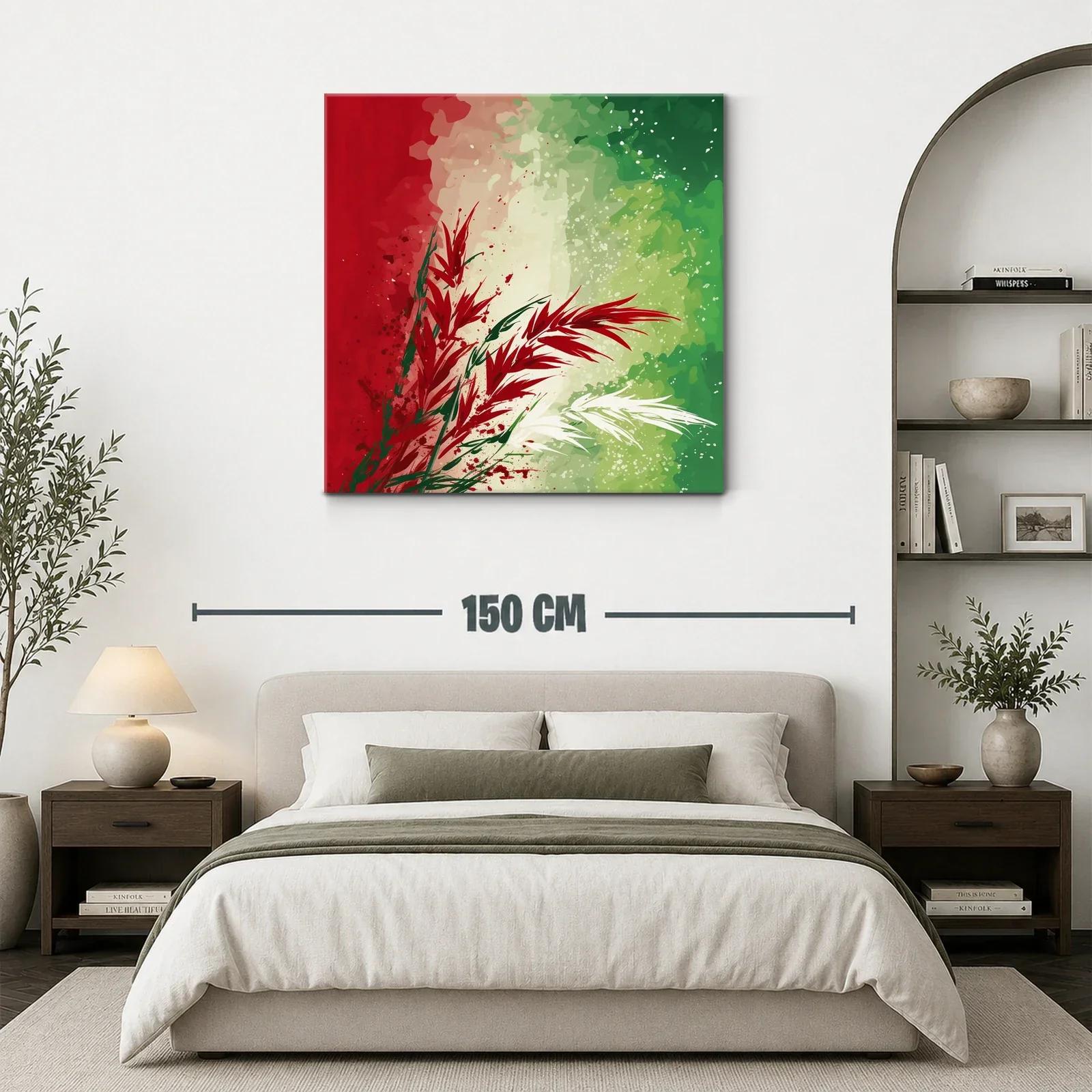Composición abstracta en rojo verde y blanco vibrante — miniatura 3