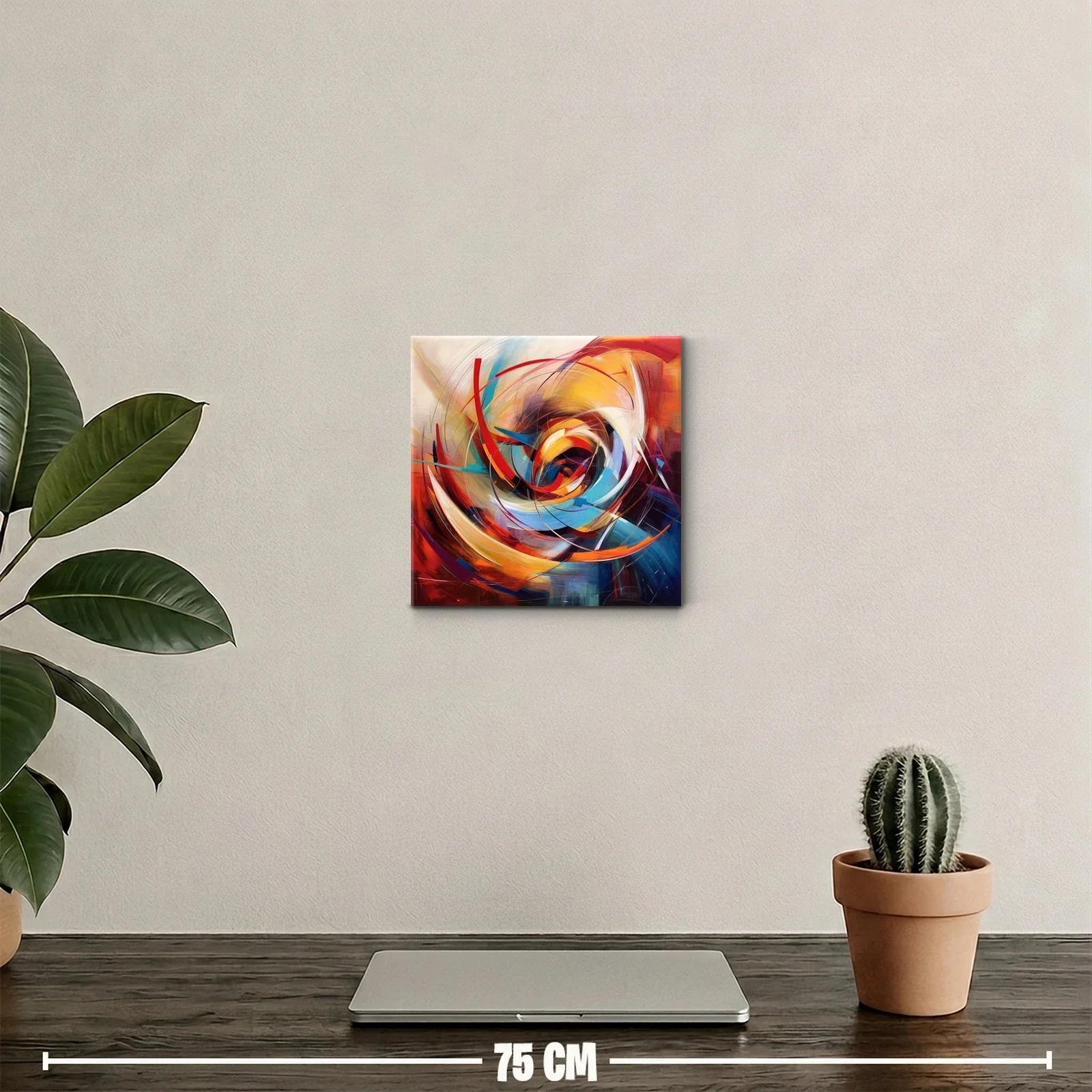 Cuadro abstracto con formas dinámicas y colores vibrantes — miniatura 2