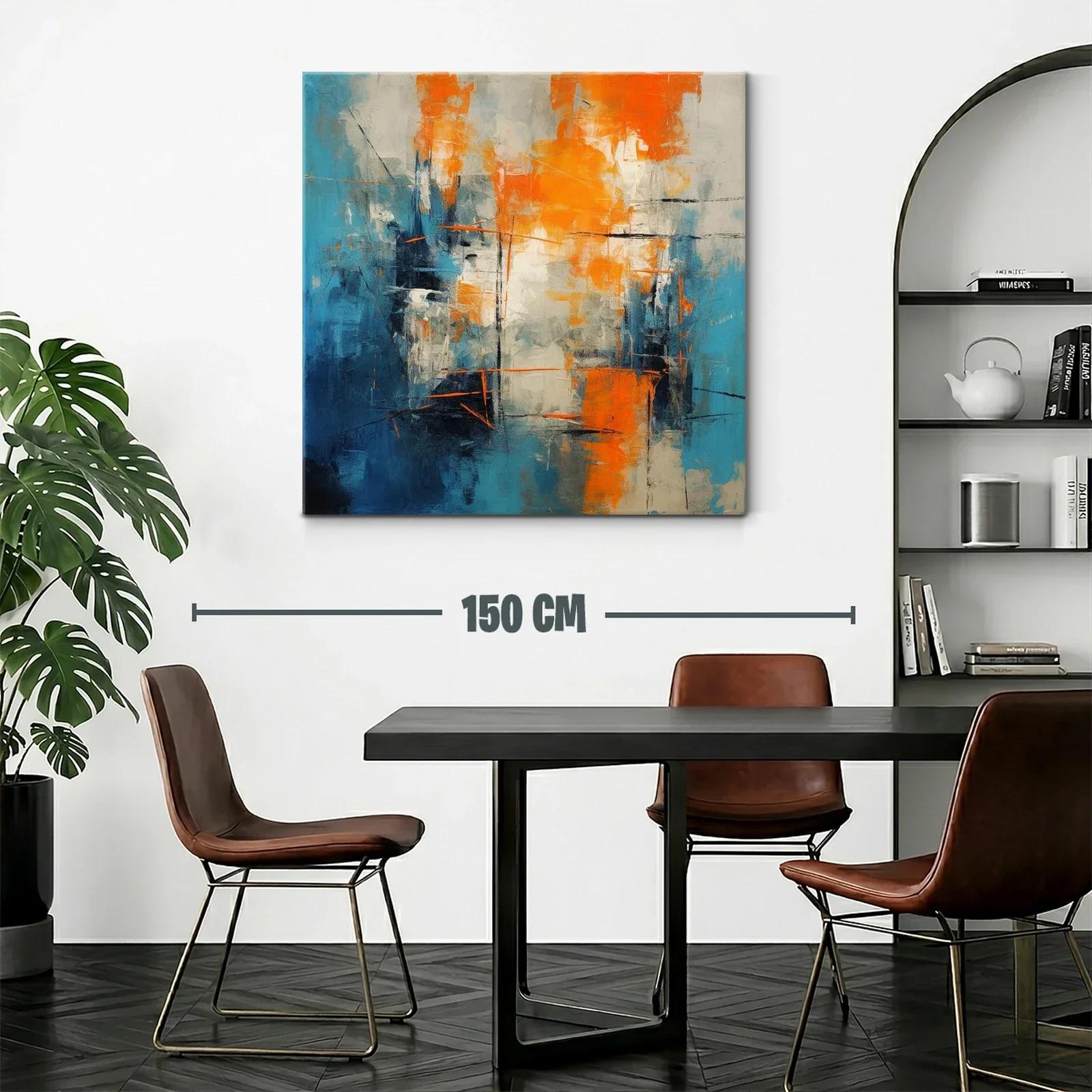 Cuadro abstracto con vibrantes tonos azul y naranja — miniatura 2