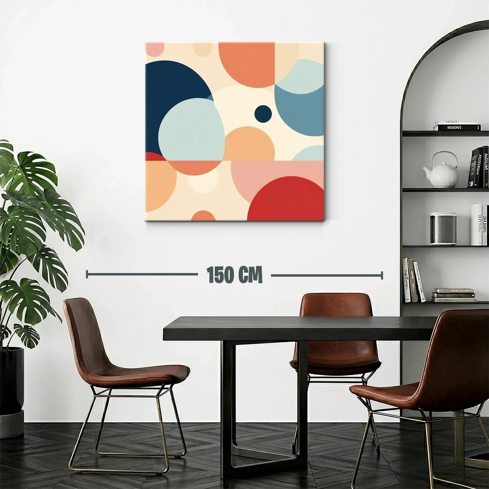 Composición abstracta con círculos en tonos cálidos y azulados — miniatura 2