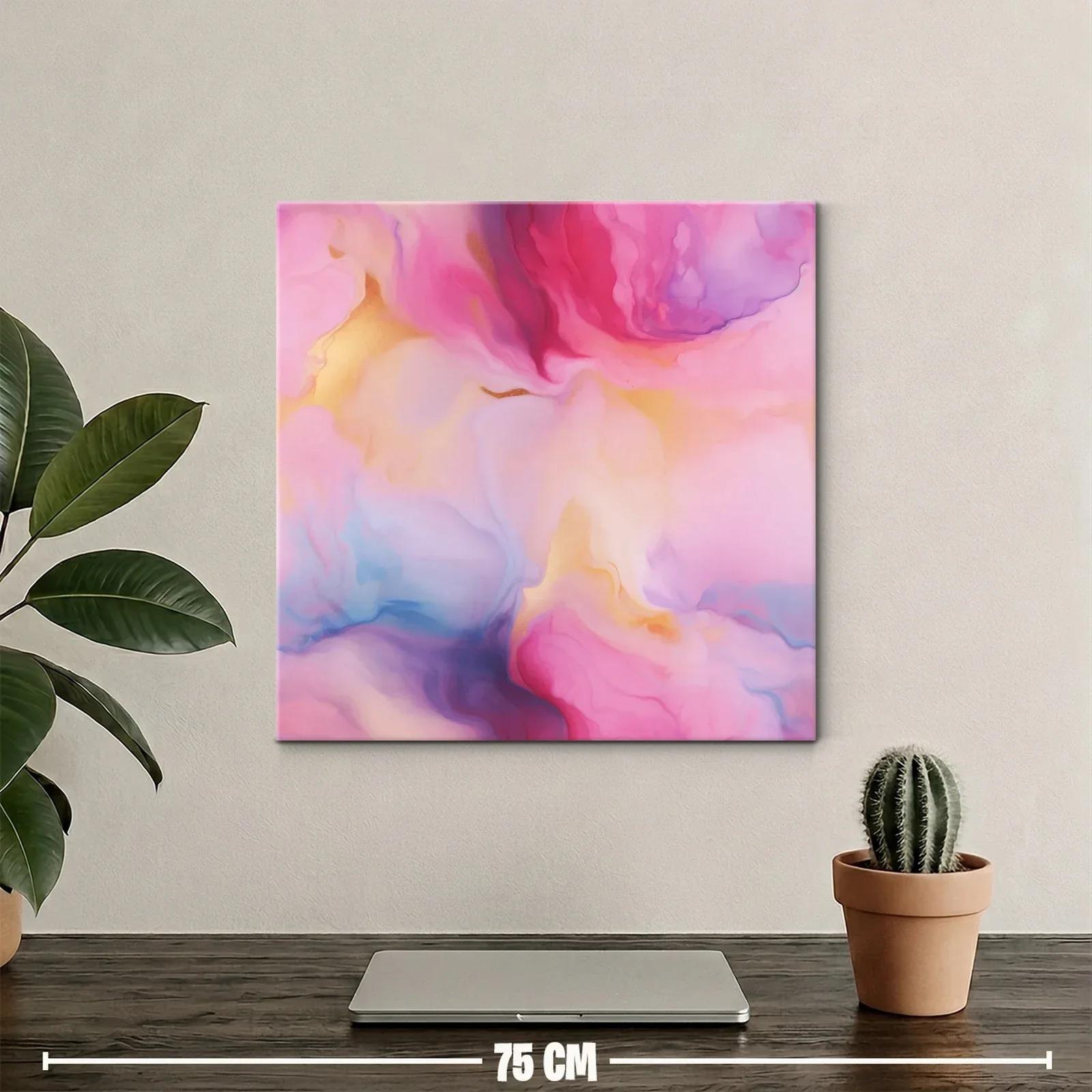 Cuadro abstracto con tonos rosas y dorados delicados — miniatura 2