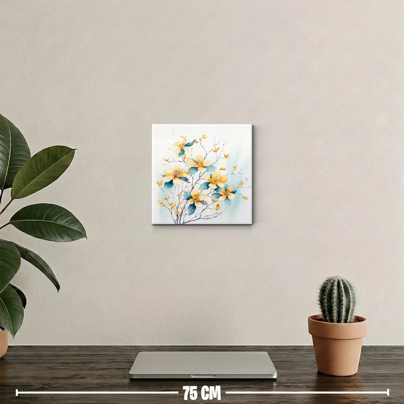 Cuadro decorativo con flores en tonos azules y amarillos — miniatura 2
