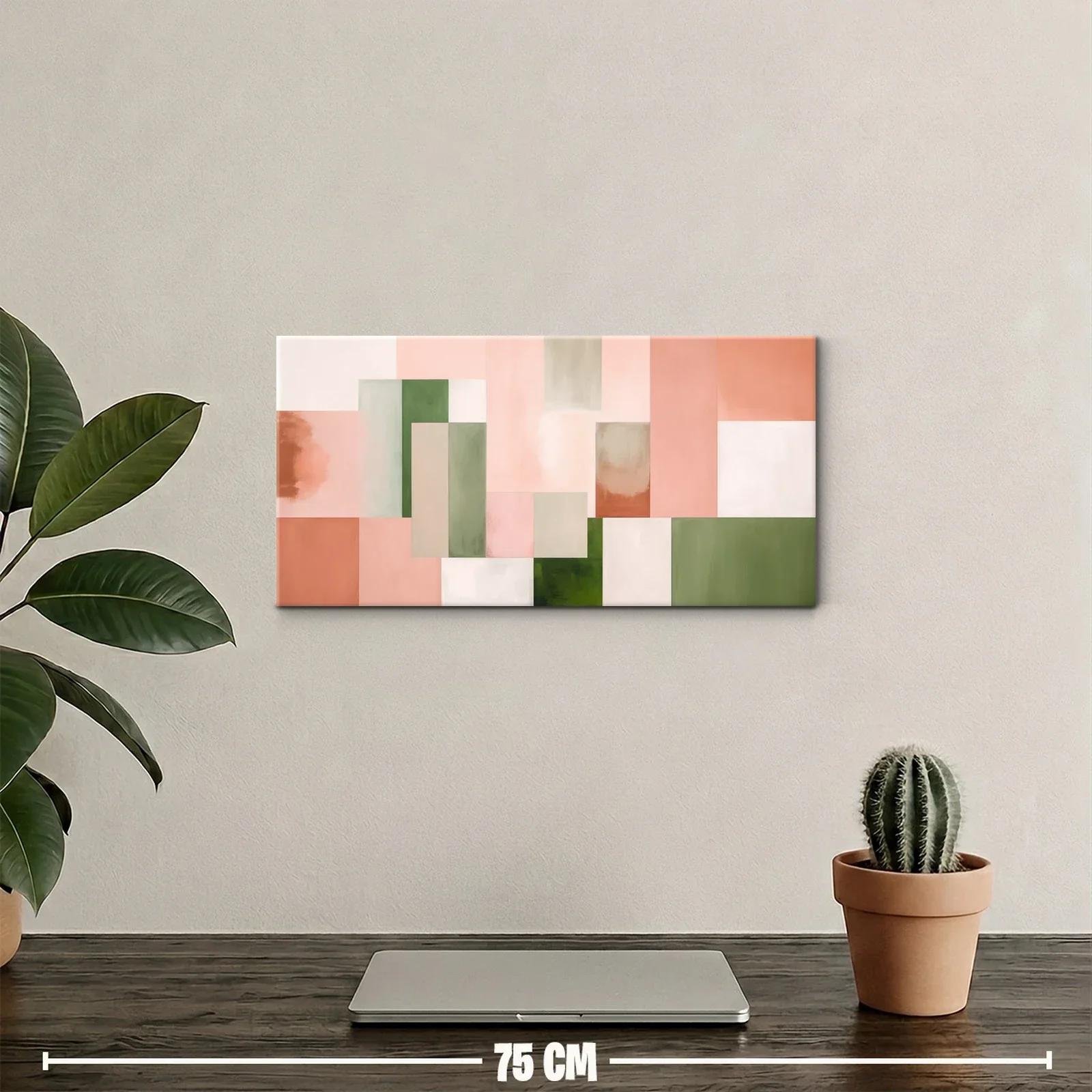 Cuadro de rectángulos con bloques superpuestos en rosa y verde oliva — miniatura 2