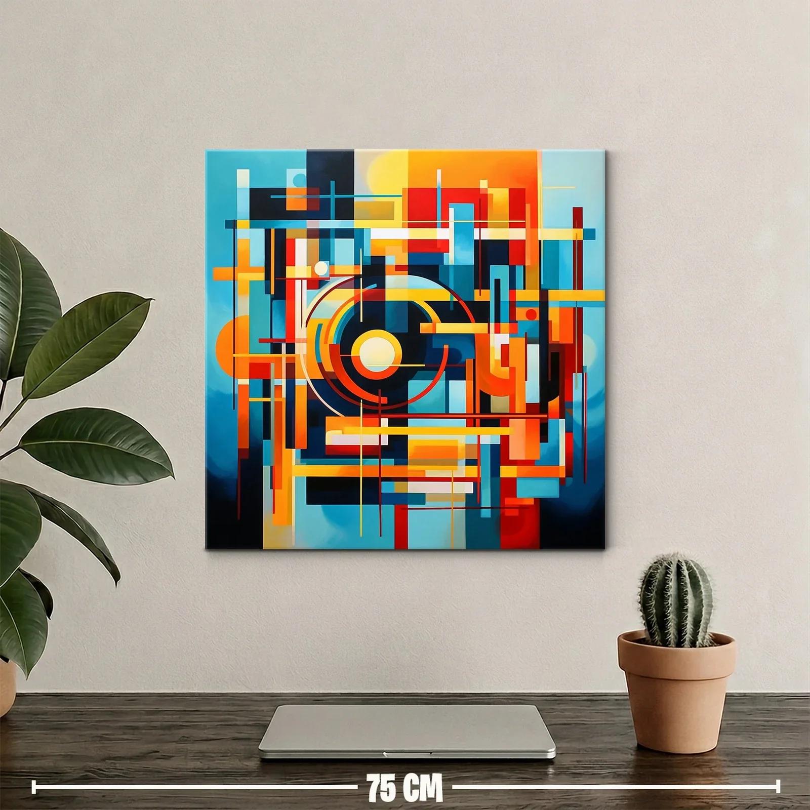 Composición geométrica en tonos cálidos y azules vibrantes — miniatura 2