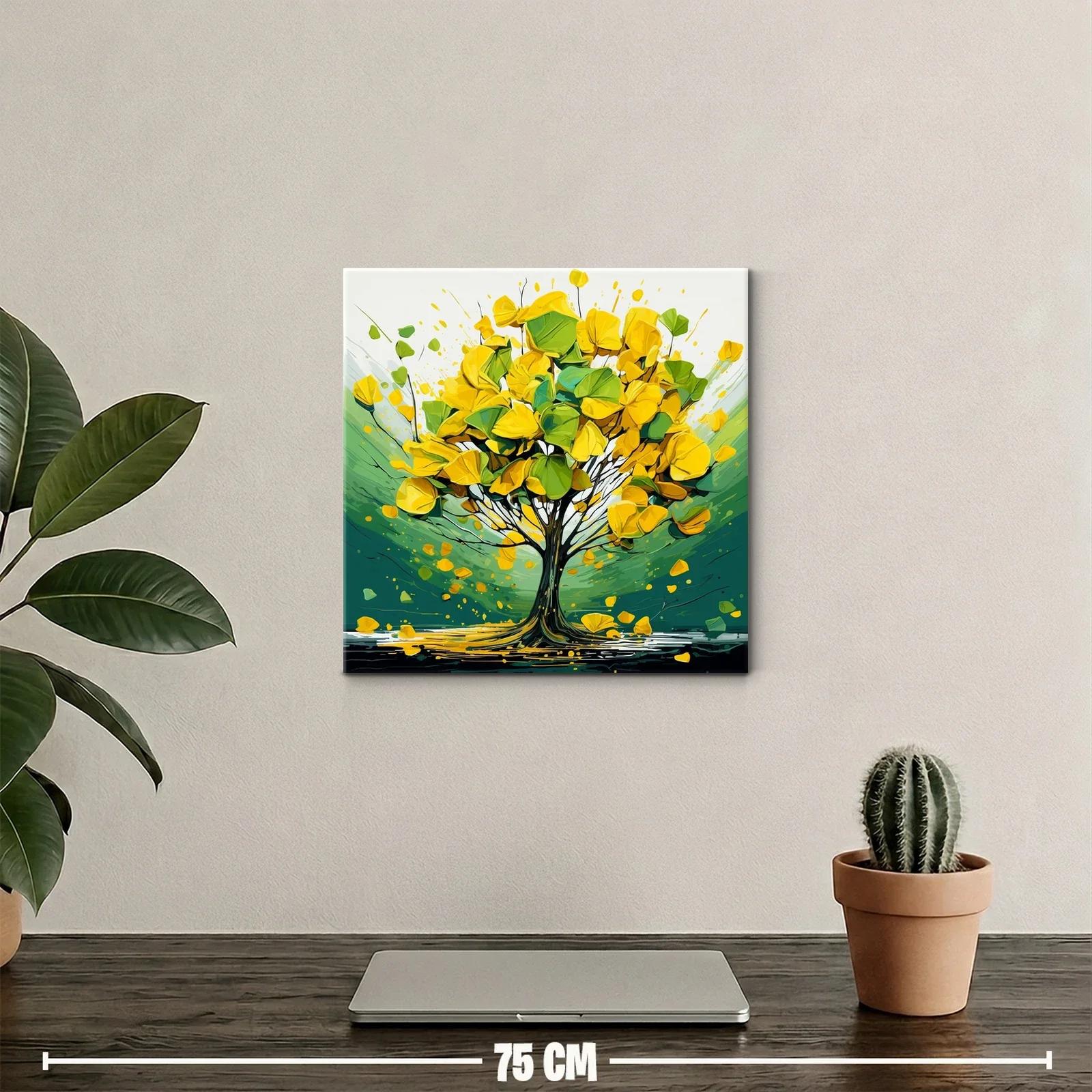 Árbol vibrante de tonos verdes y amarillos dinámicos — miniatura 2