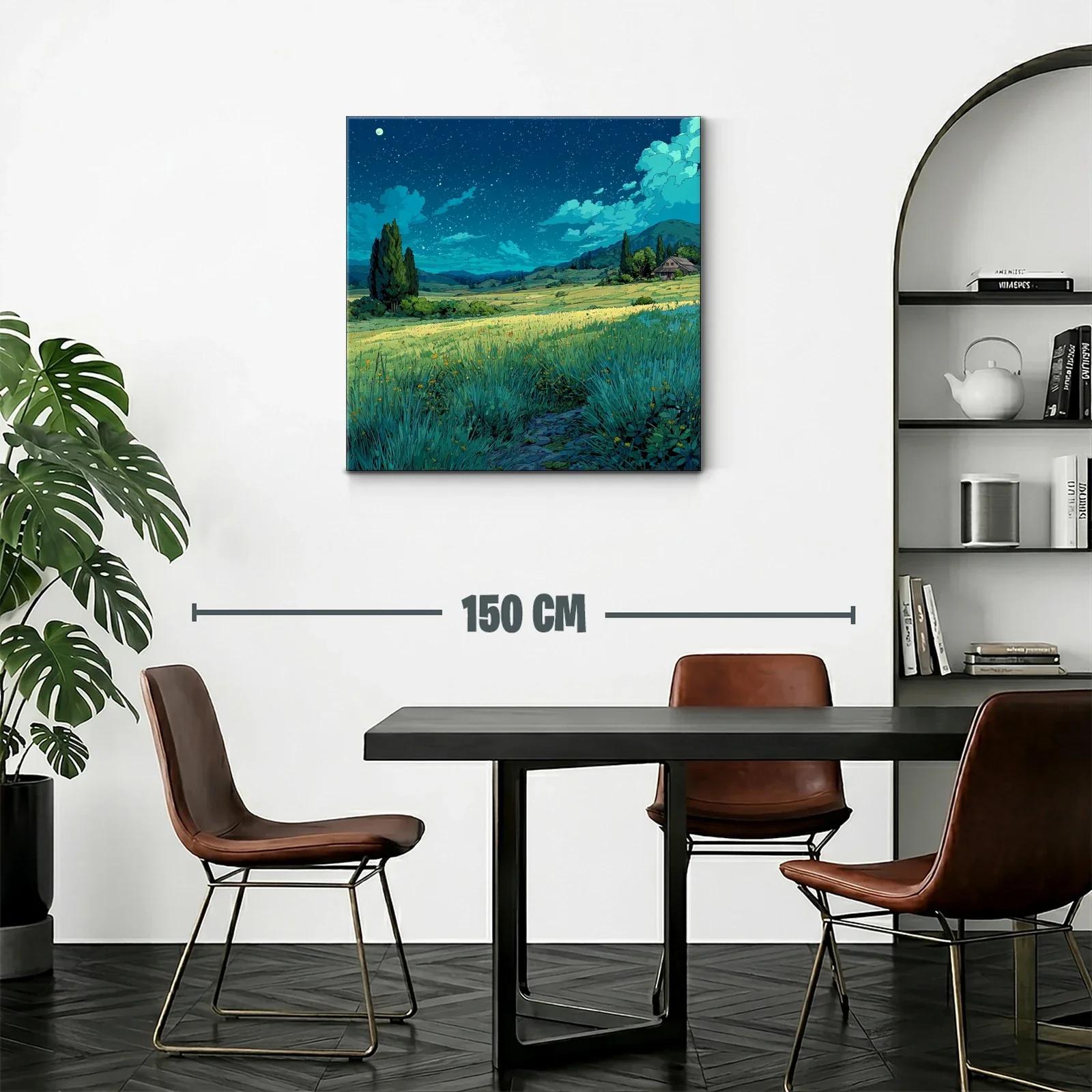 Paisaje nocturno de pradera iluminada por estrellas — miniatura 2