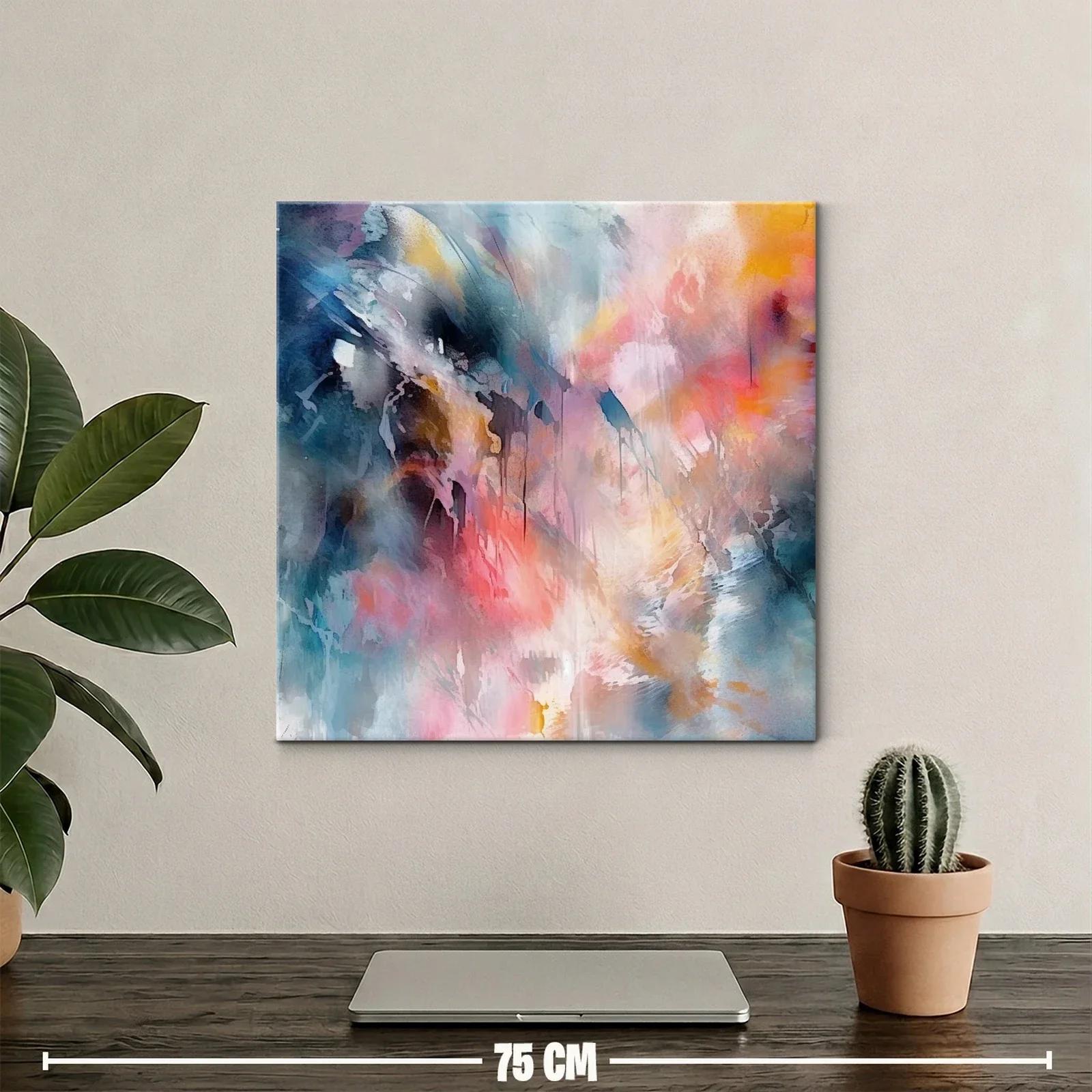 Cuadro abstracto con tonos cálidos y fríos vibrantes — miniatura 2