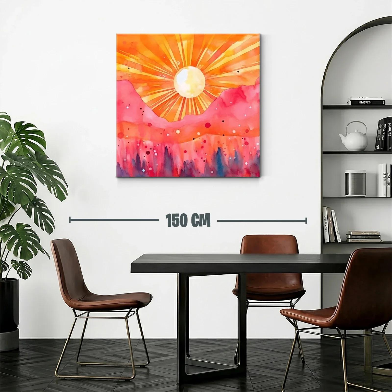 Atardecer vibrante con montañas rosa y sol radiante — miniatura 2