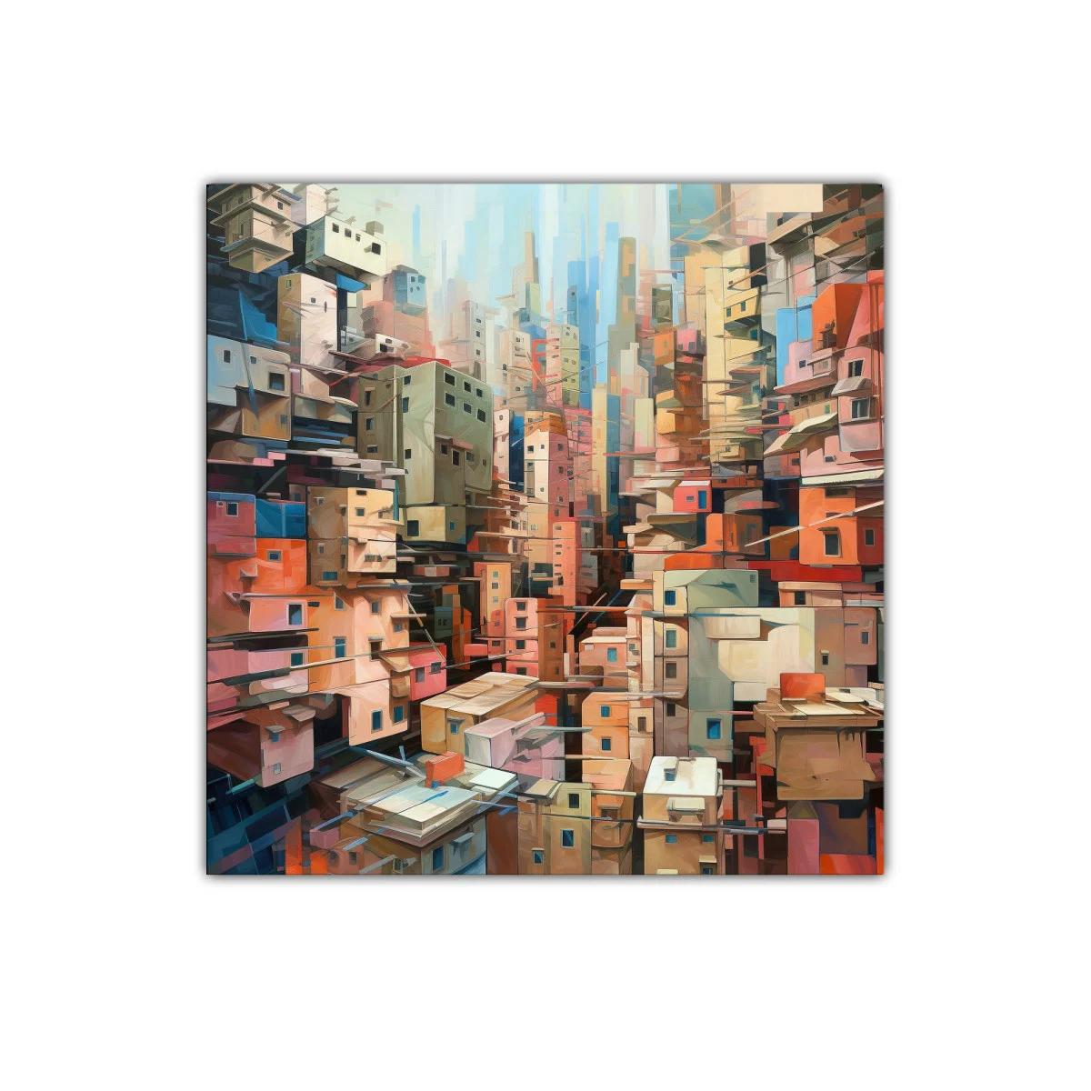 Composición urbana abstracta con vibrantes tonos cálidos — miniatura 1