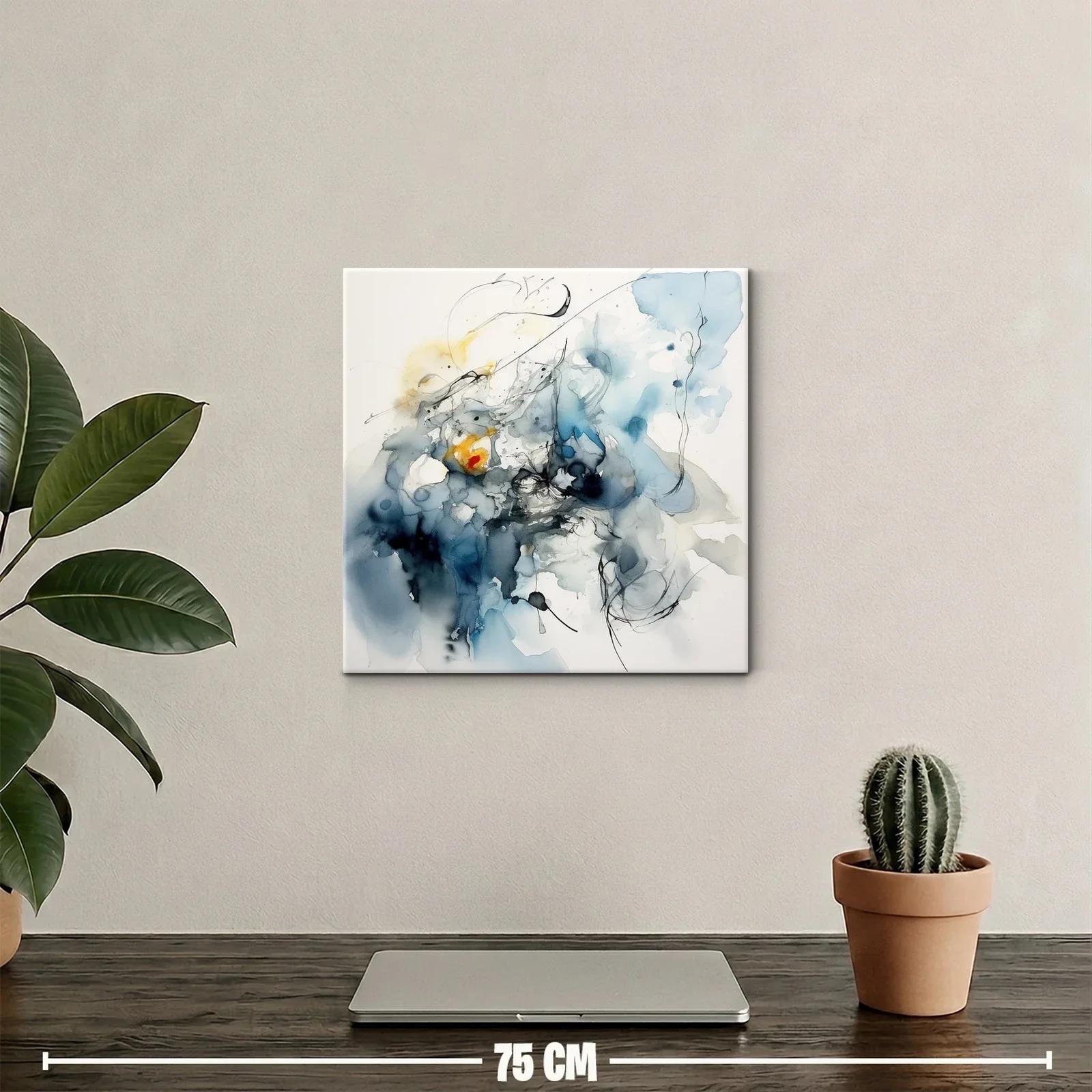 Arte abstracto con tonos azules y detalles en amarillo — miniatura 2