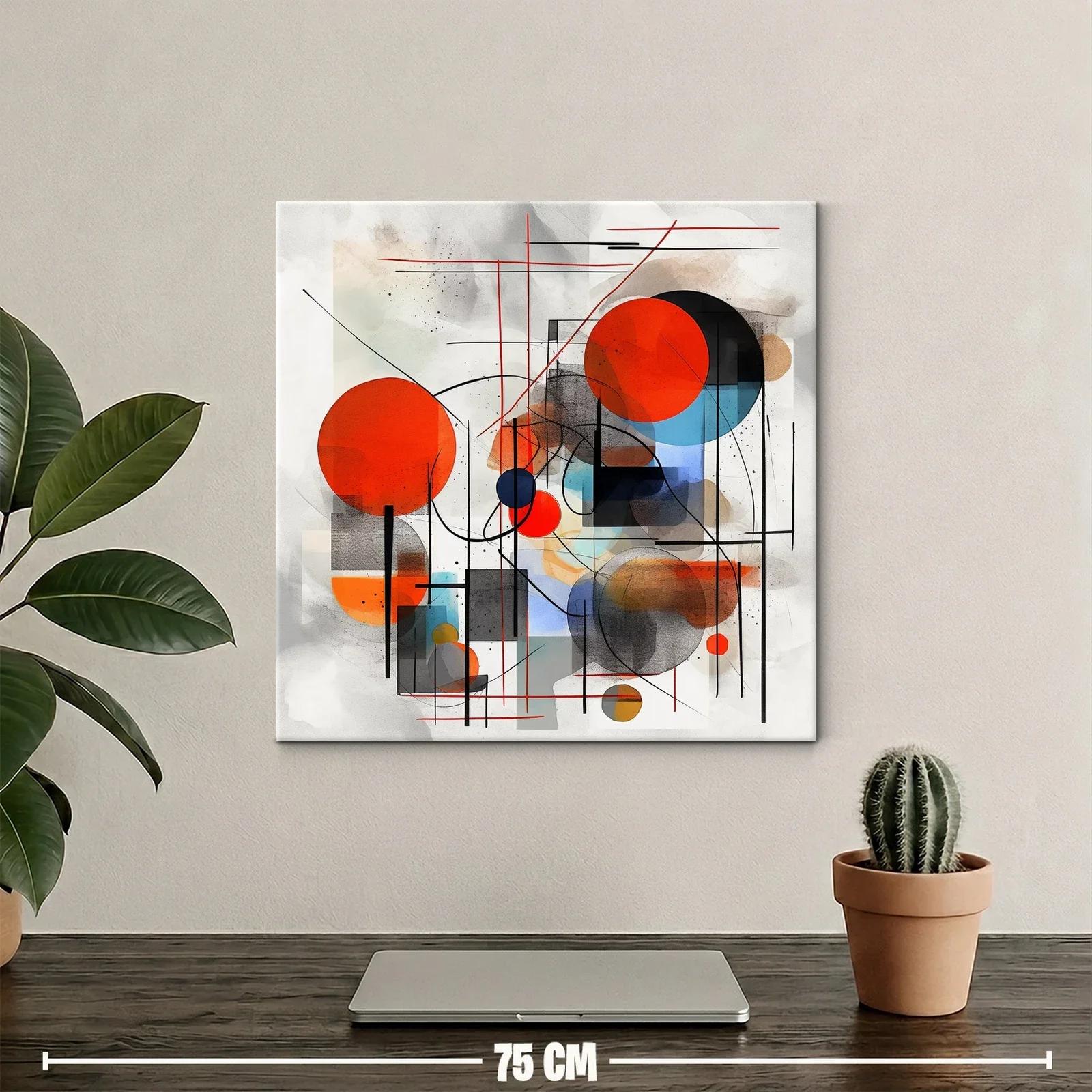 Composición abstracta con círculos en tonos vibrantes y líneas — miniatura 2