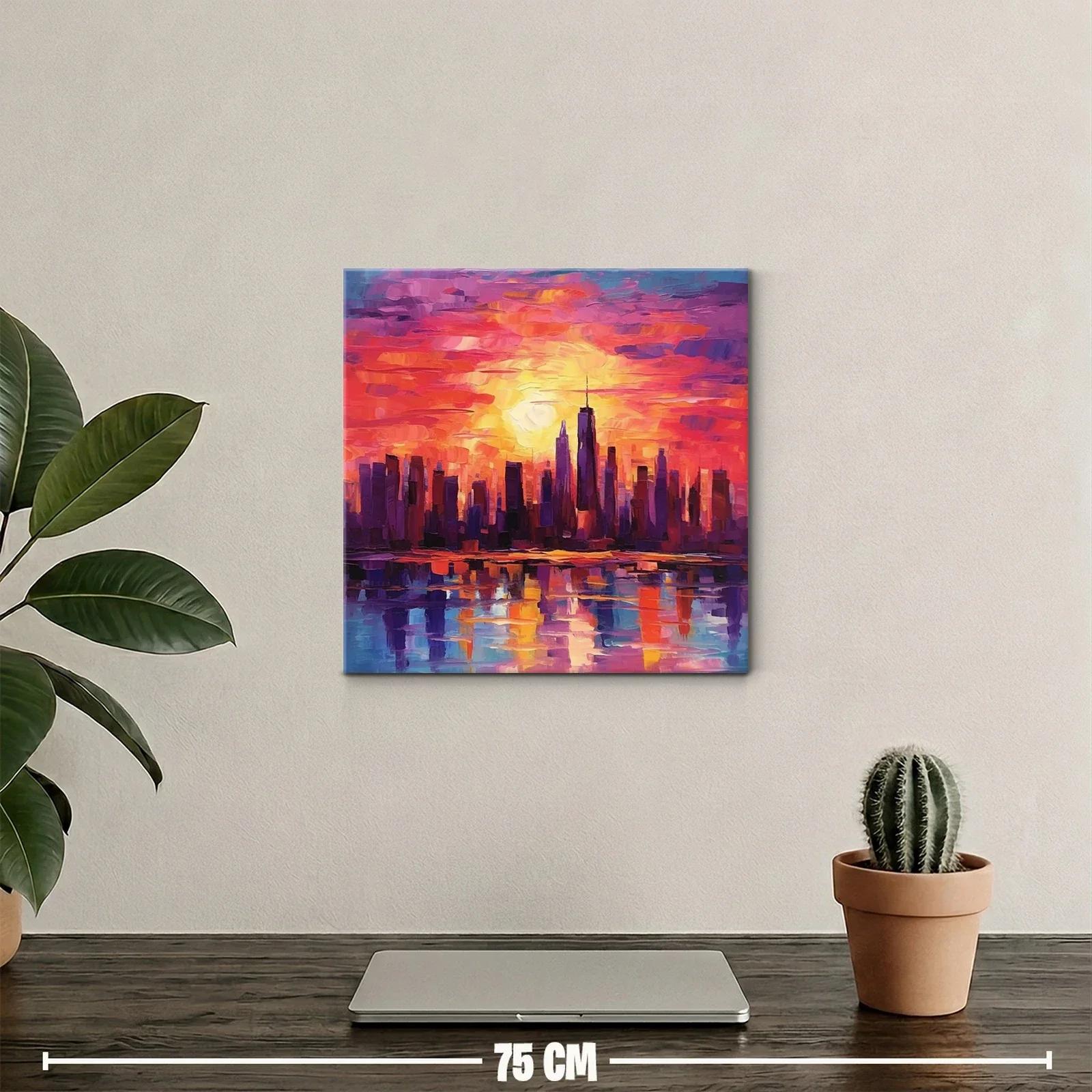 Atardecer vibrante sobre una ciudad moderna y reflejos sorprendentes — miniatura 2
