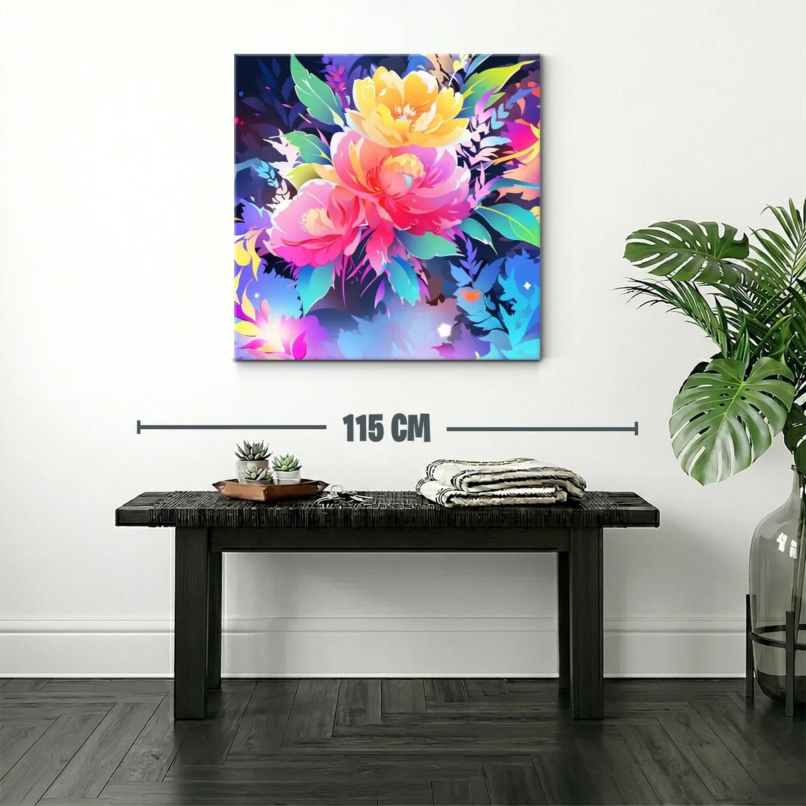 Cuadro vibrante con flores en tonos intensos y contrastantes — miniatura 2