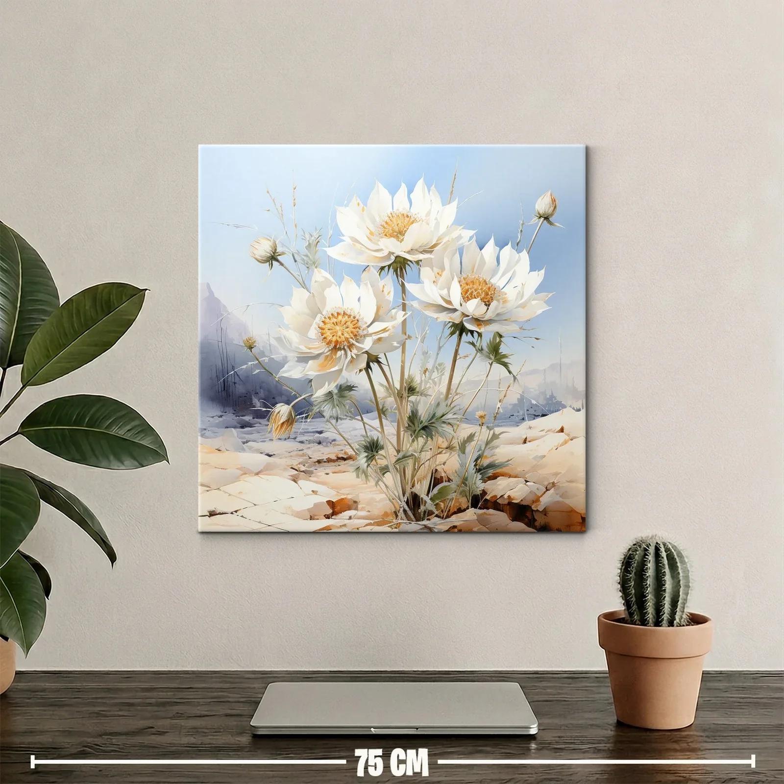 Flores blancas destacando en paisaje árido y sereno — miniatura 2