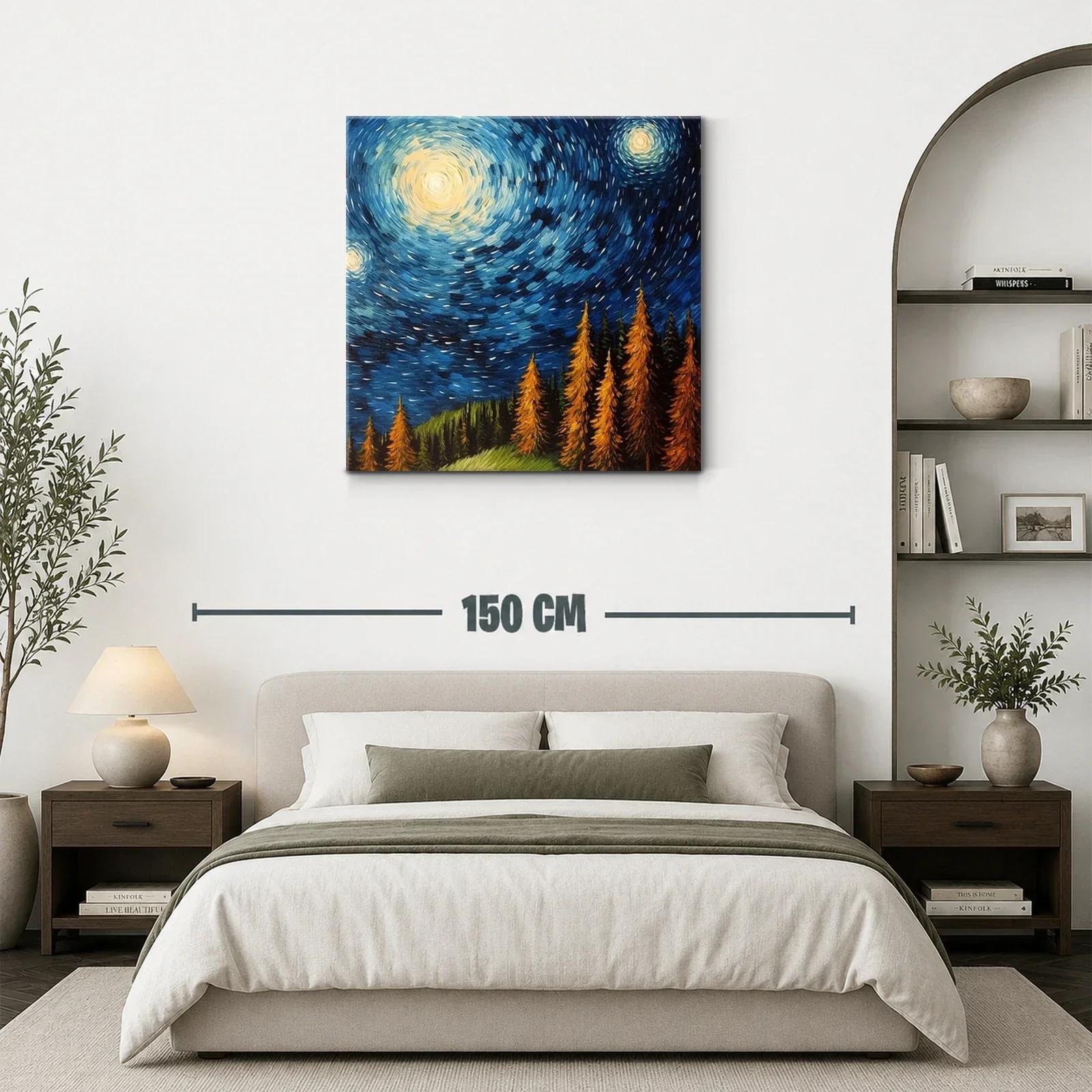 Cielo estrellado vibrante sobre bosque otoñal — miniatura 3