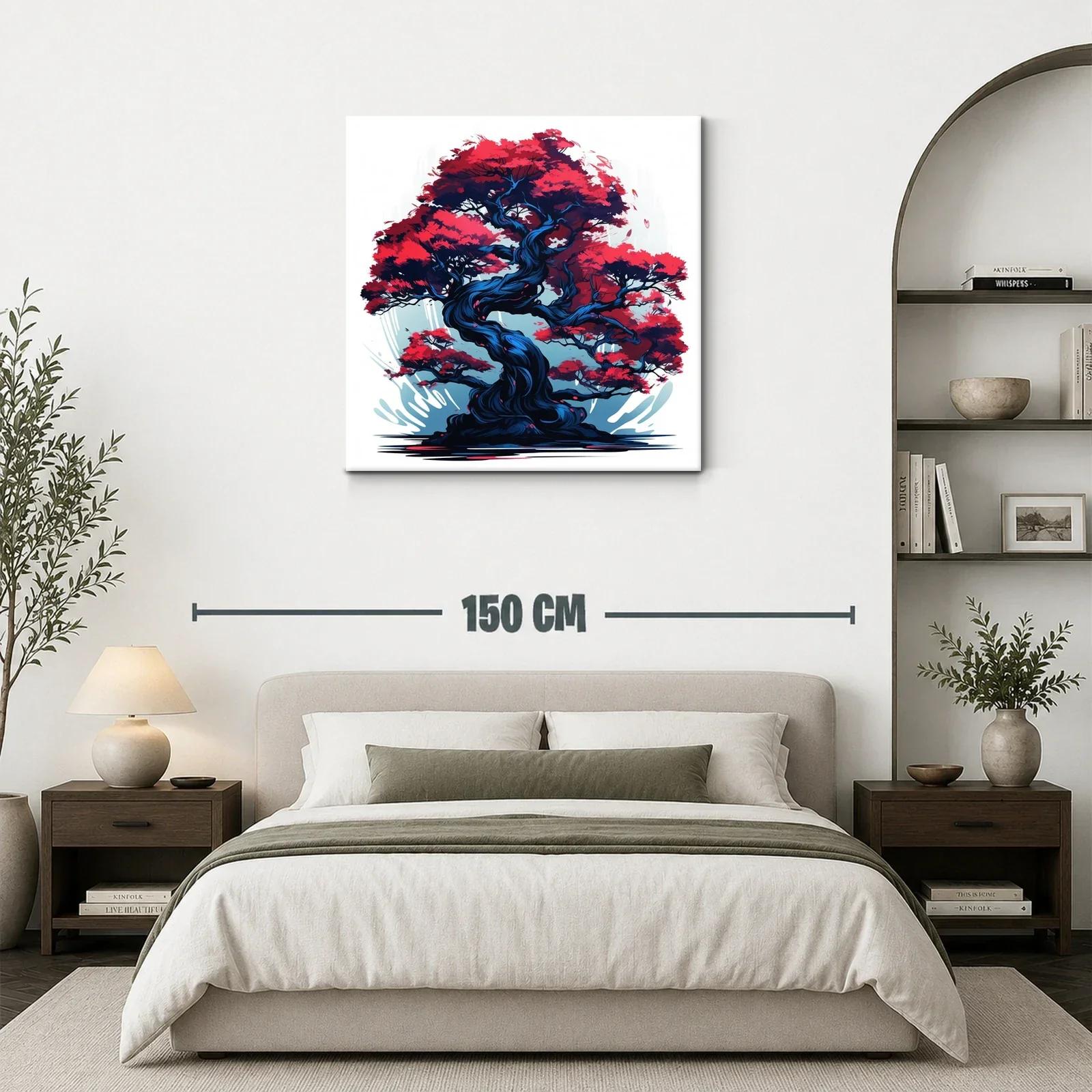 Árbol elegante con follaje rojo vibrante y tronco azul oscuro — miniatura 3