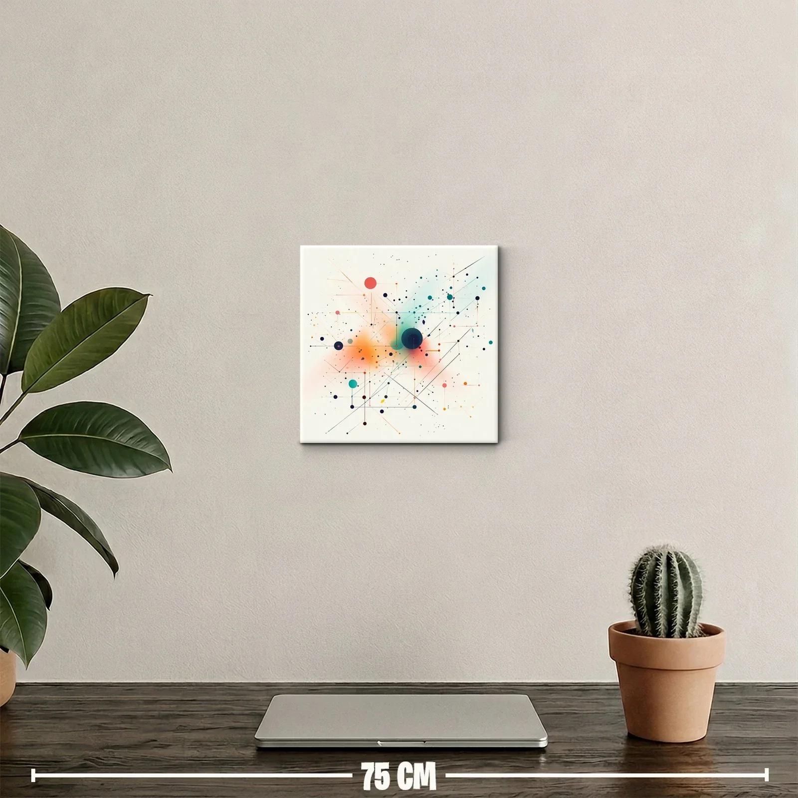 Cuadro abstracto con conexión de puntos y líneas coloridas — miniatura 2