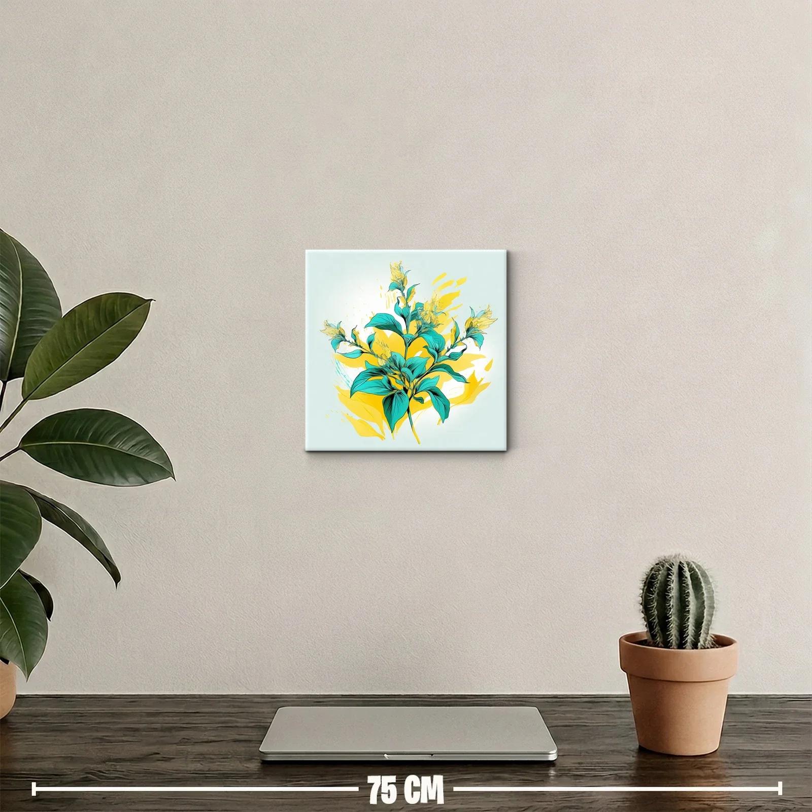 Flor Tropical vibrante en tonos turquesa y amarillo — miniatura 2