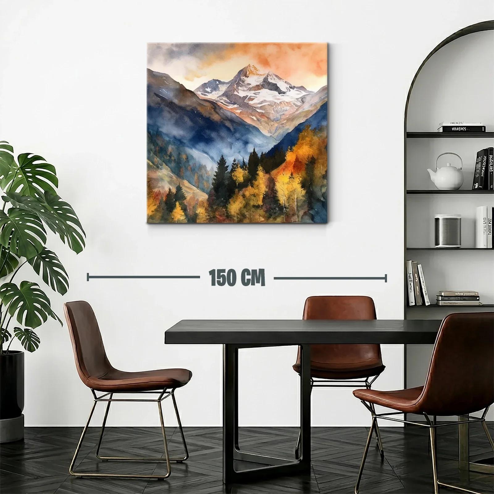 Paisaje montañoso con tonos otoñales y cielos cálidos — miniatura 2