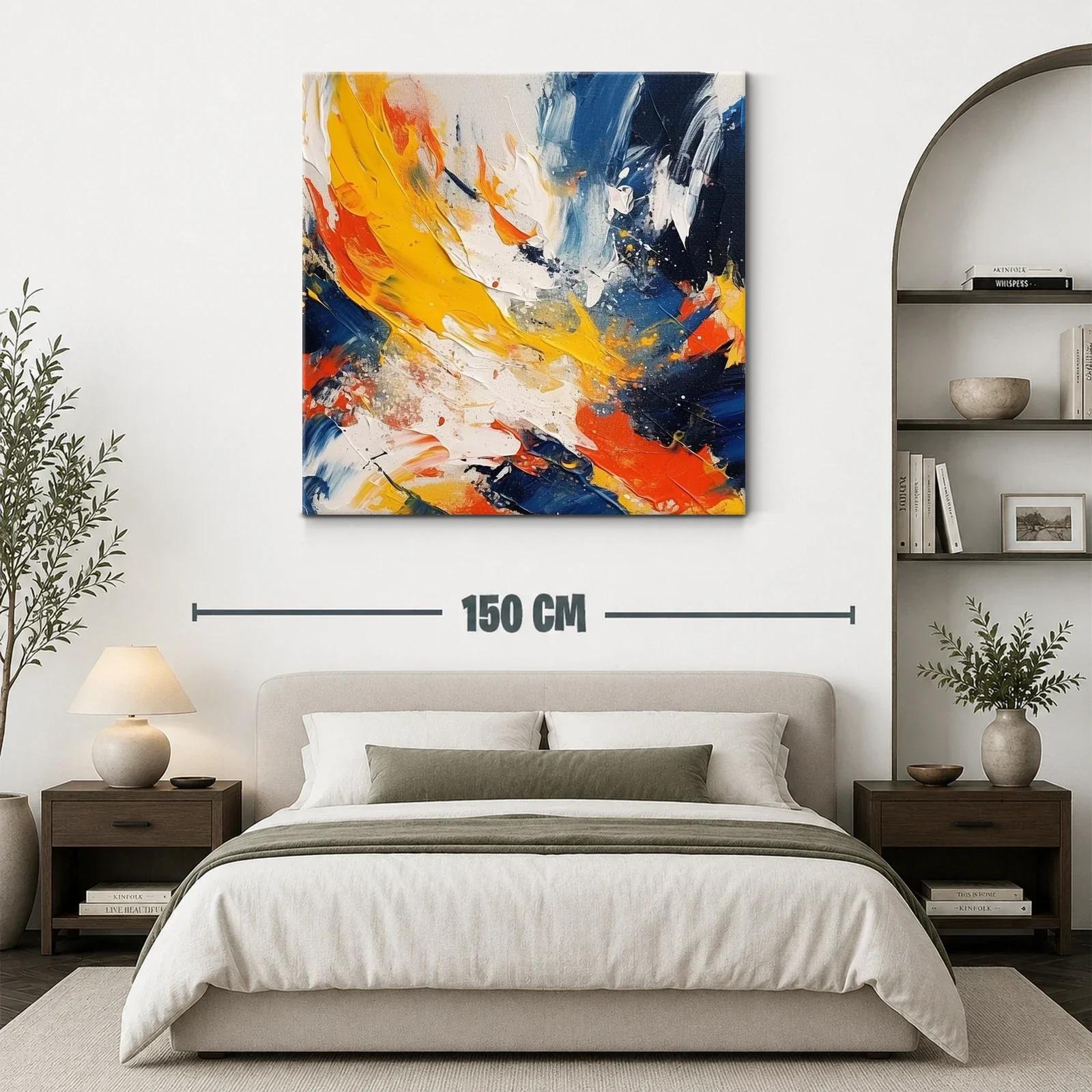 Cuadro abstracto con vivos contrastes en tonos cálidos y fríos — miniatura 3
