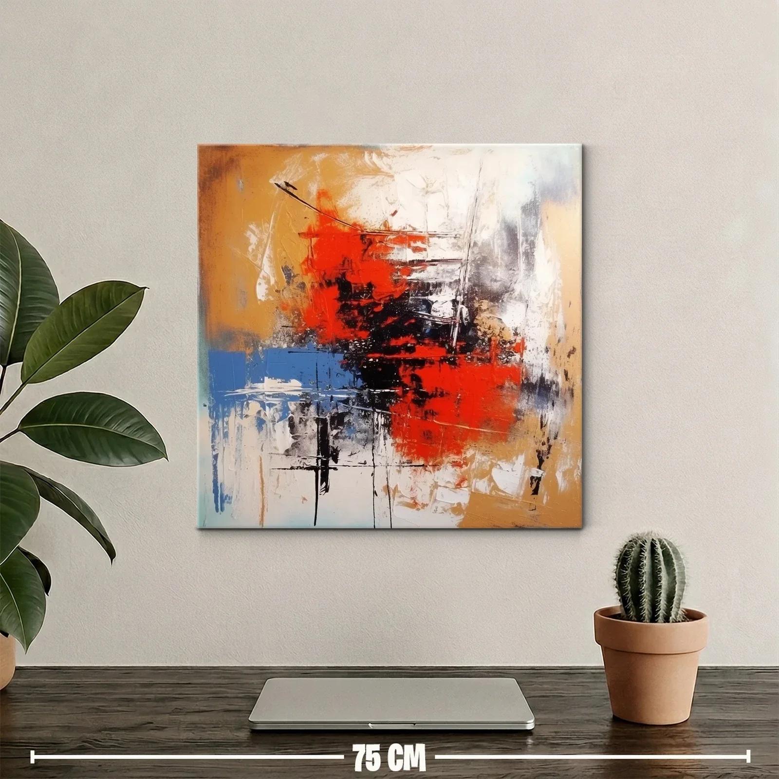 Cuadro abstracto con tonos cálidos y contrastes intensos — miniatura 2