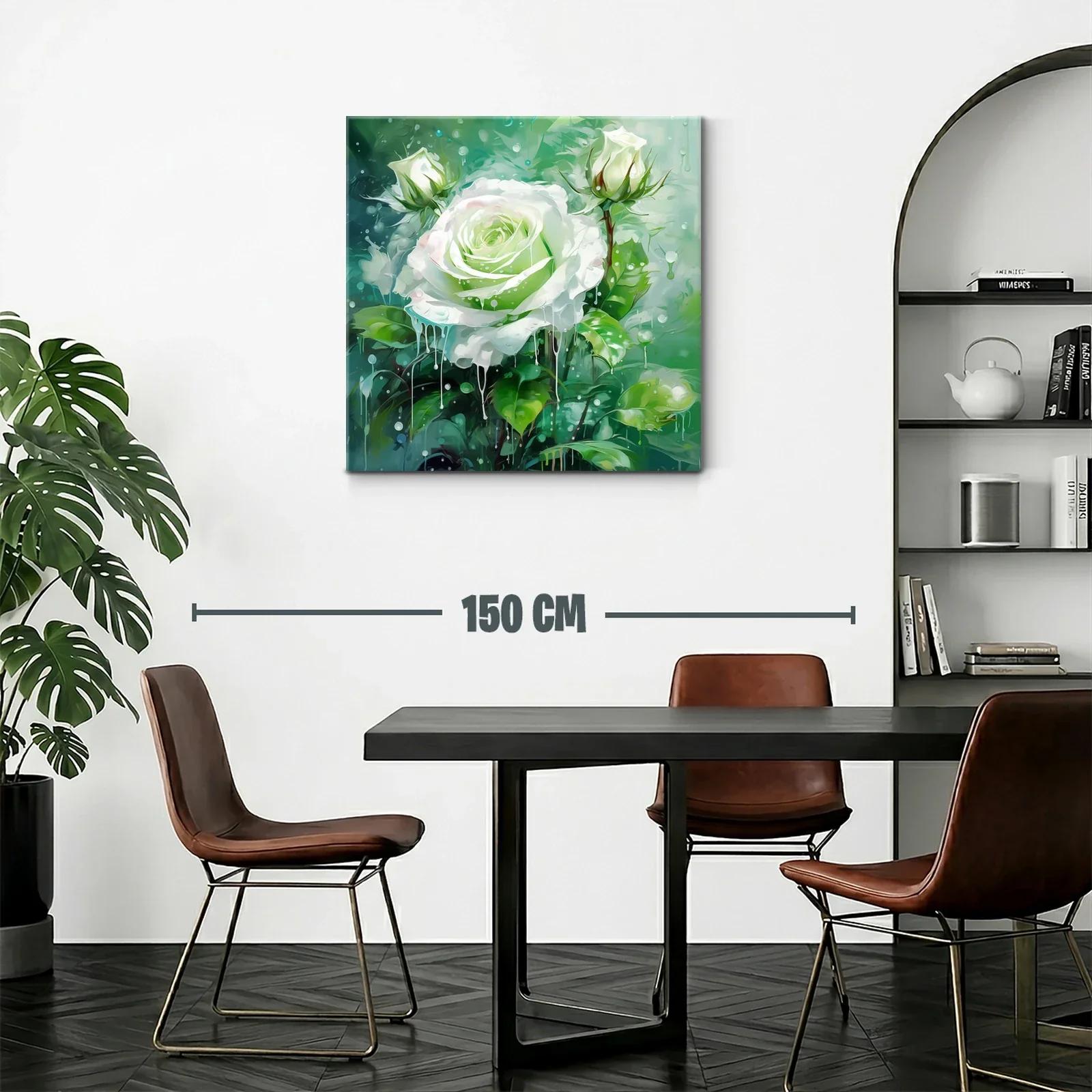 Rosa blanca sobre fondo verde con efecto acuarela — miniatura 2