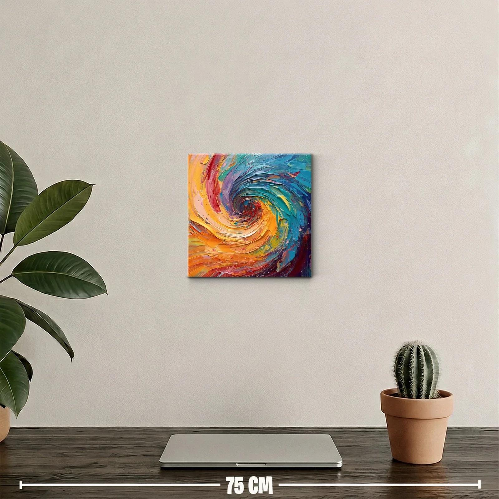 Cuadro abstracto en espiral con vibrantes colores cálidos y fríos — miniatura 2