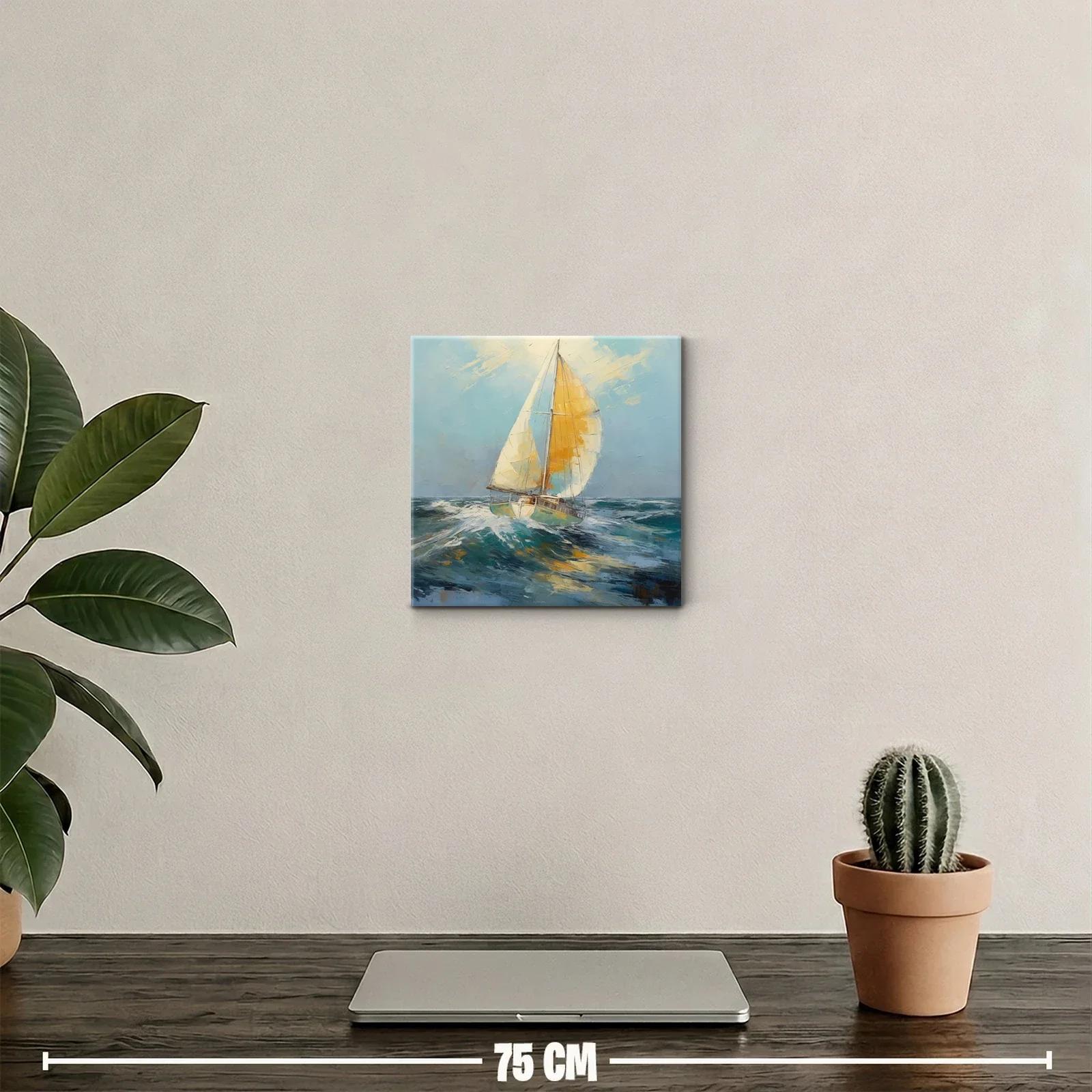 Velero navegando entre olas al viento marino — miniatura 2