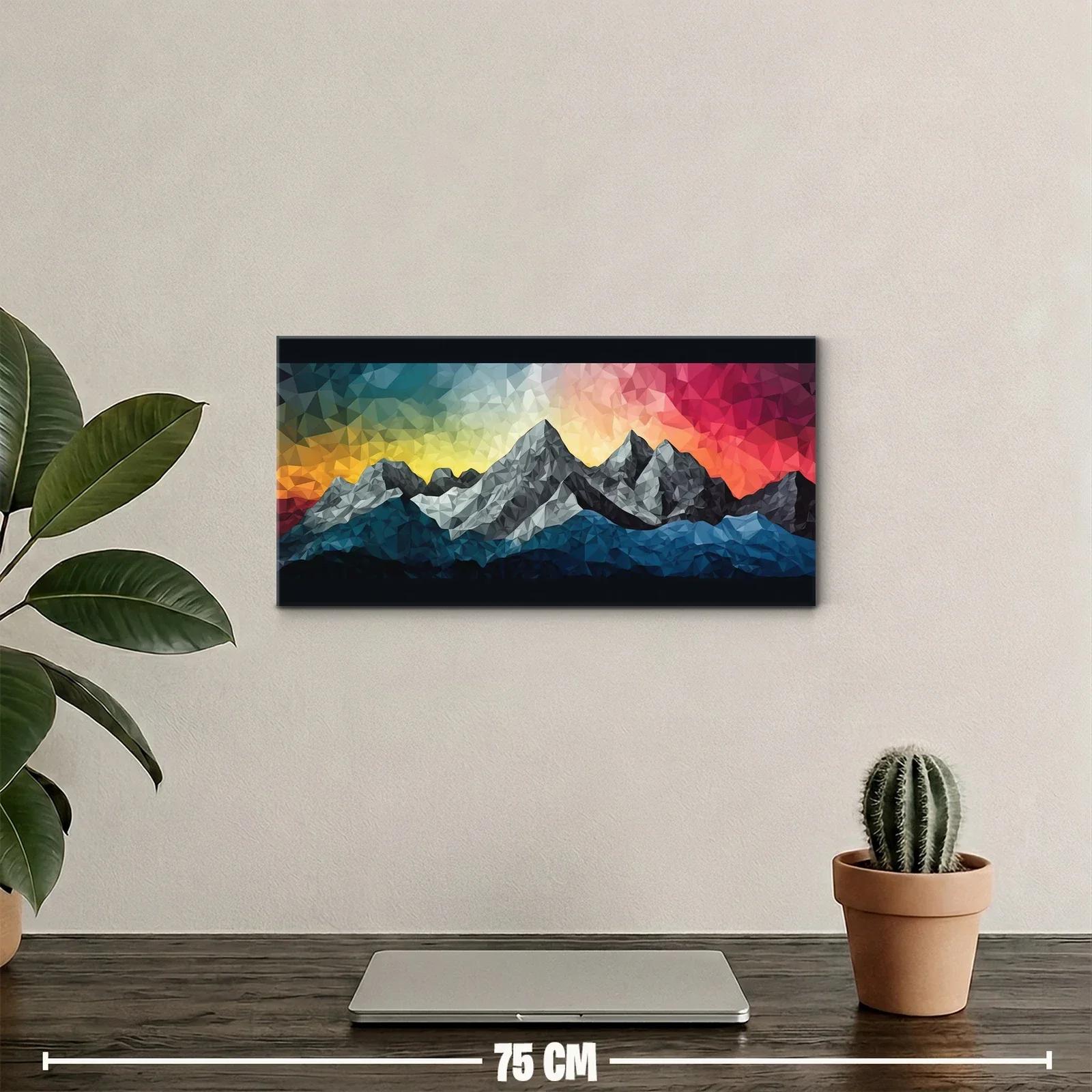 Cuadro cordillera de montañas con cielo multicolor — miniatura 2