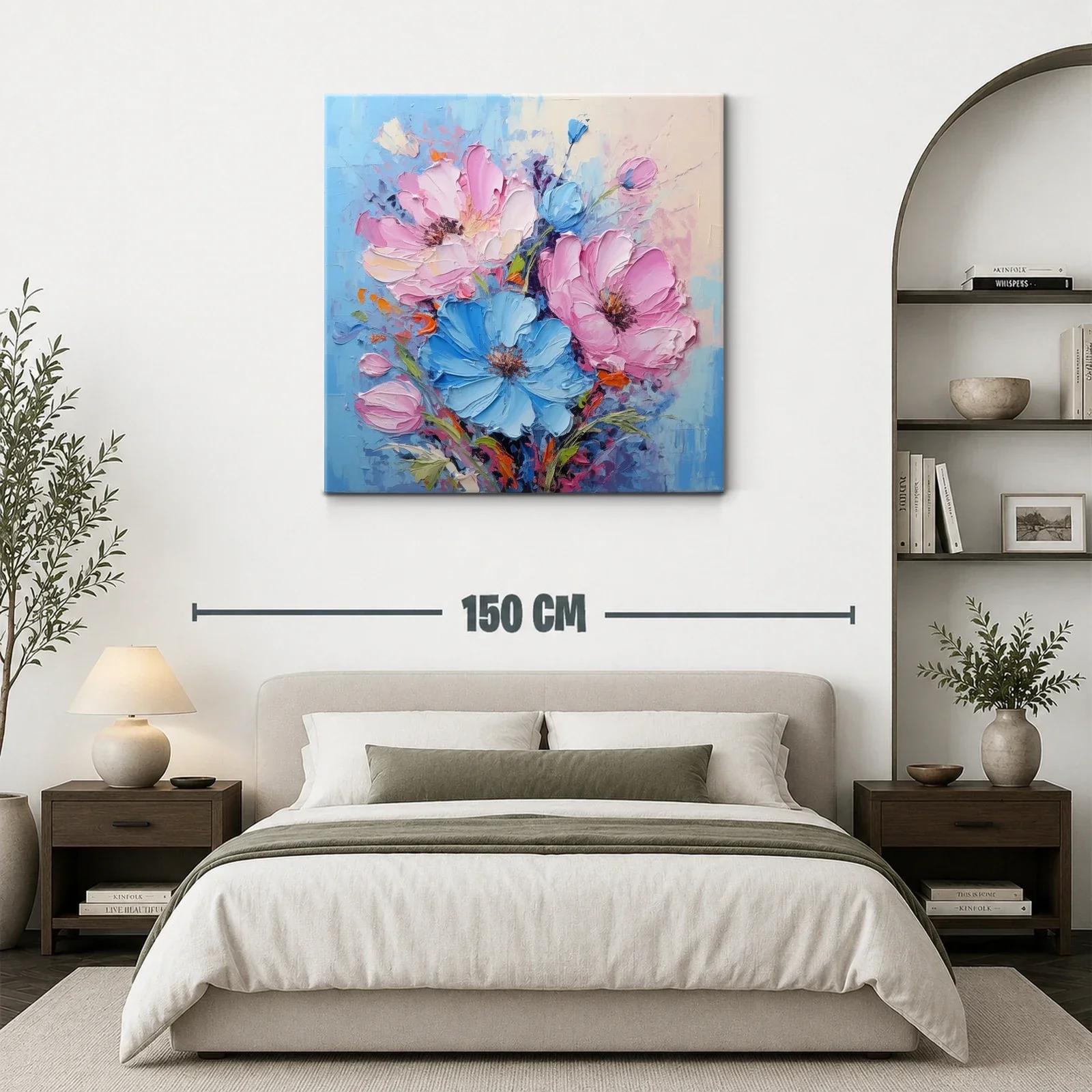 Ramo de flores vibrantes en tonos azules y rosas — miniatura 3