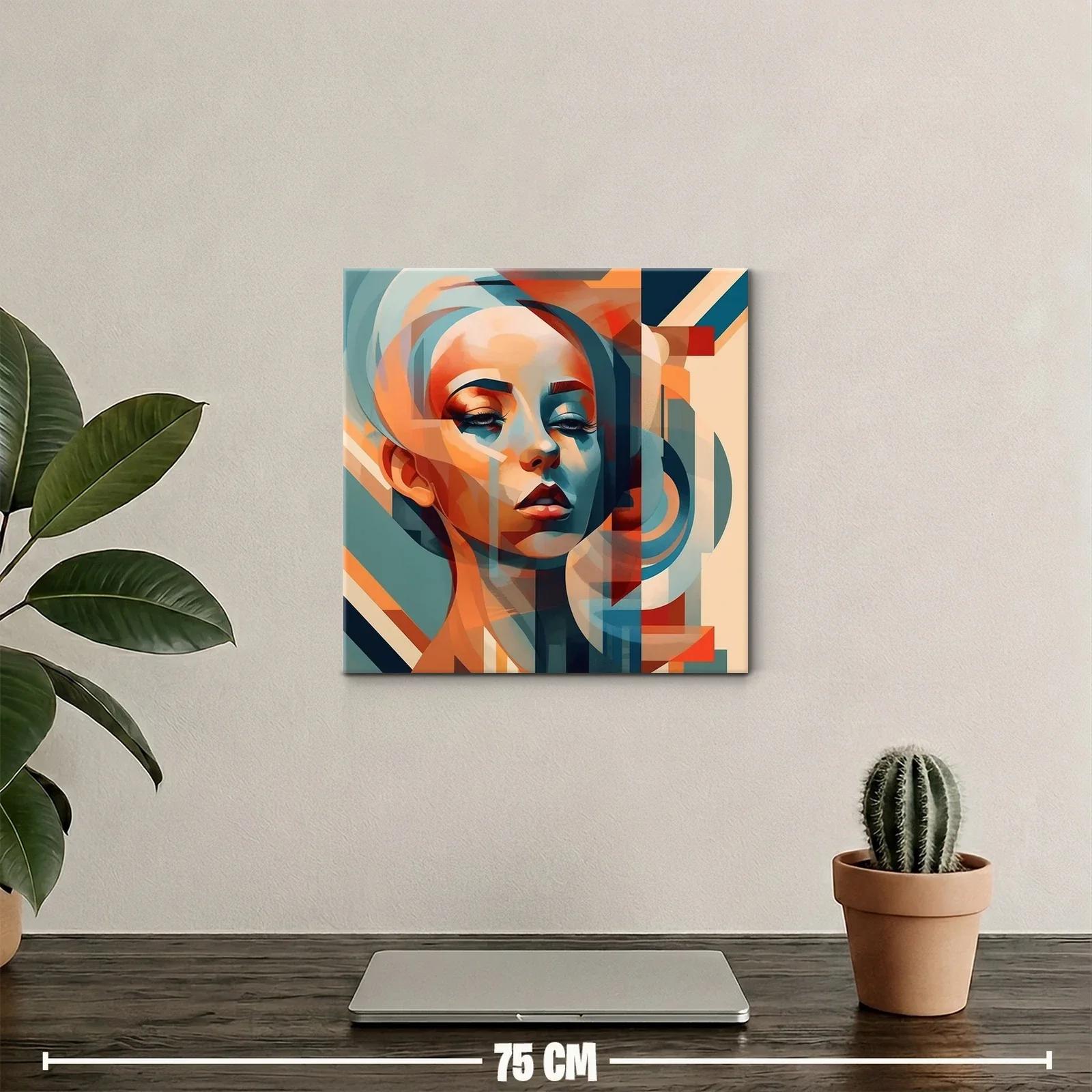 Retrato abstracto femenino con tonos cálidos y fríos — miniatura 2