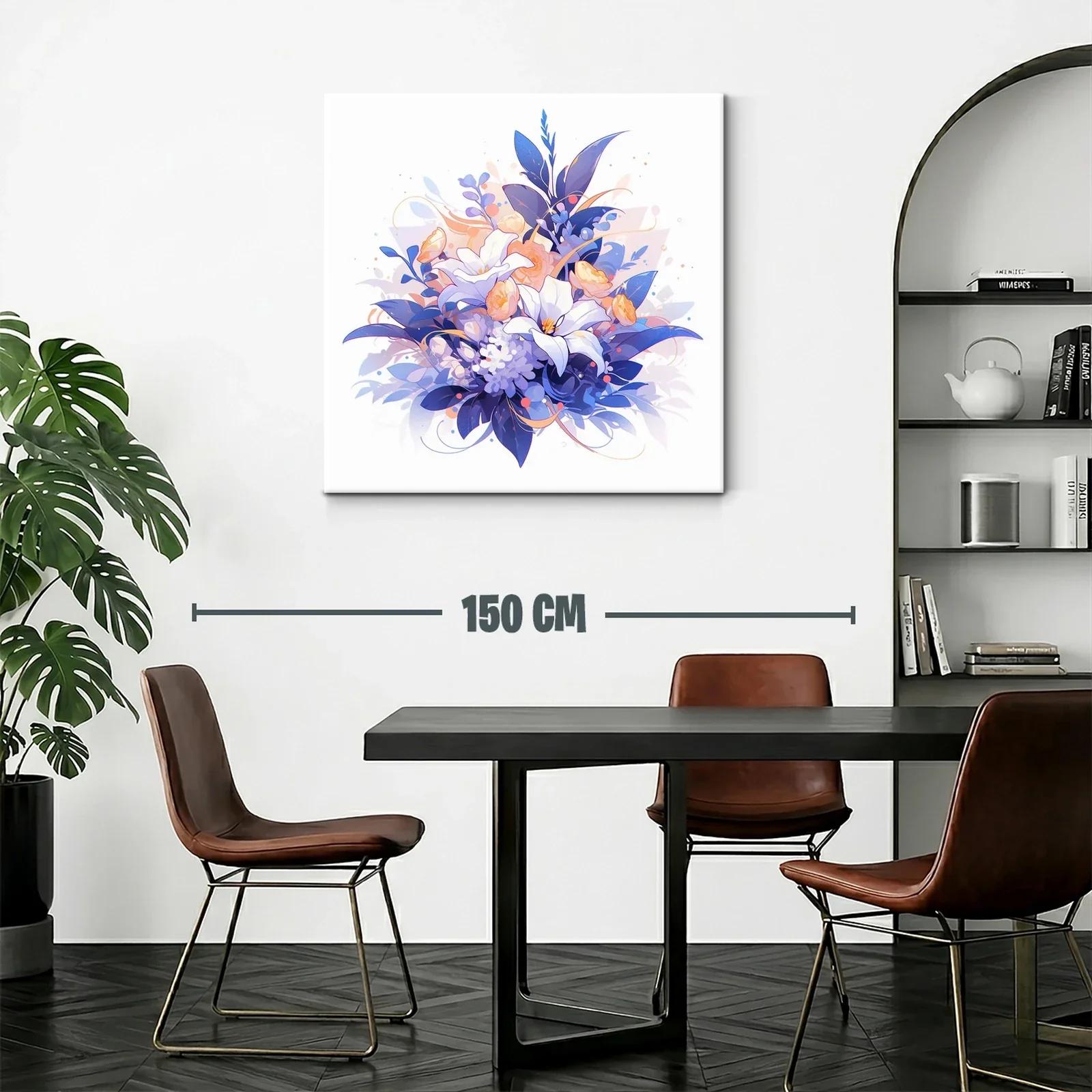 Armonioso ramo floral en tonos azules y melocotón — miniatura 2