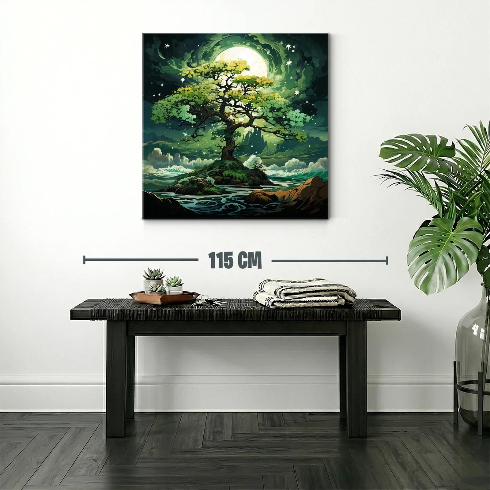 Árbol mágico con luna brillante en paisaje onírico — miniatura 2