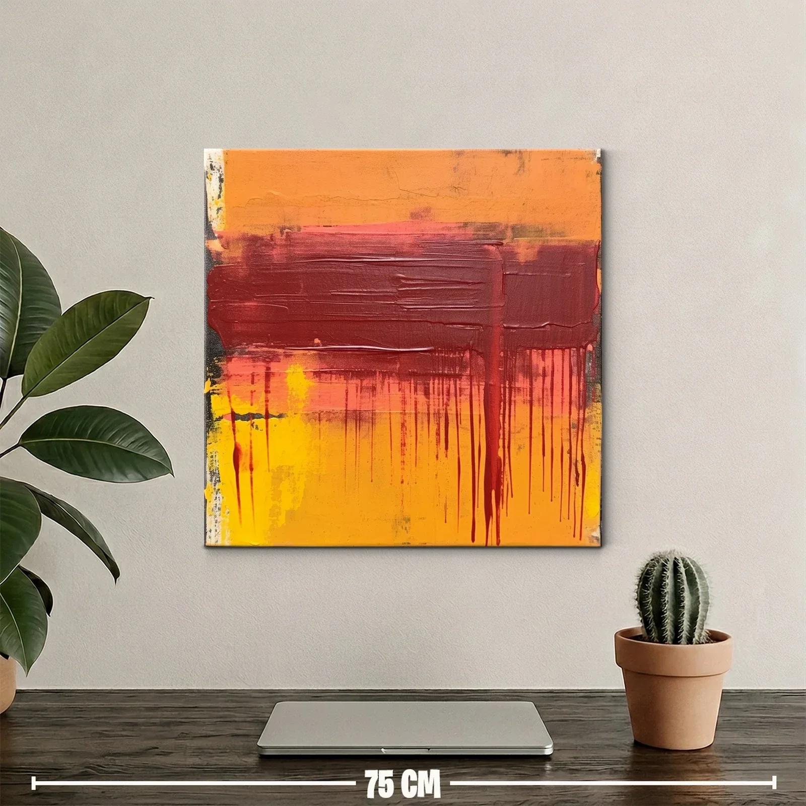 Cuadro Abstracto con Tonos Cálidos y Texturas Dinámicas — miniatura 2