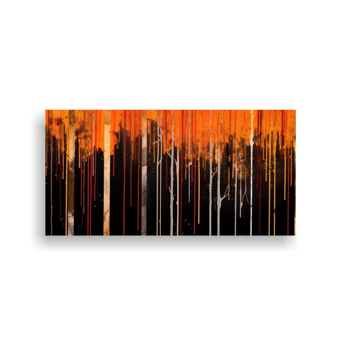 Cuadro chorreos verticales abstractos en tonos marrón y coral — imagen principal