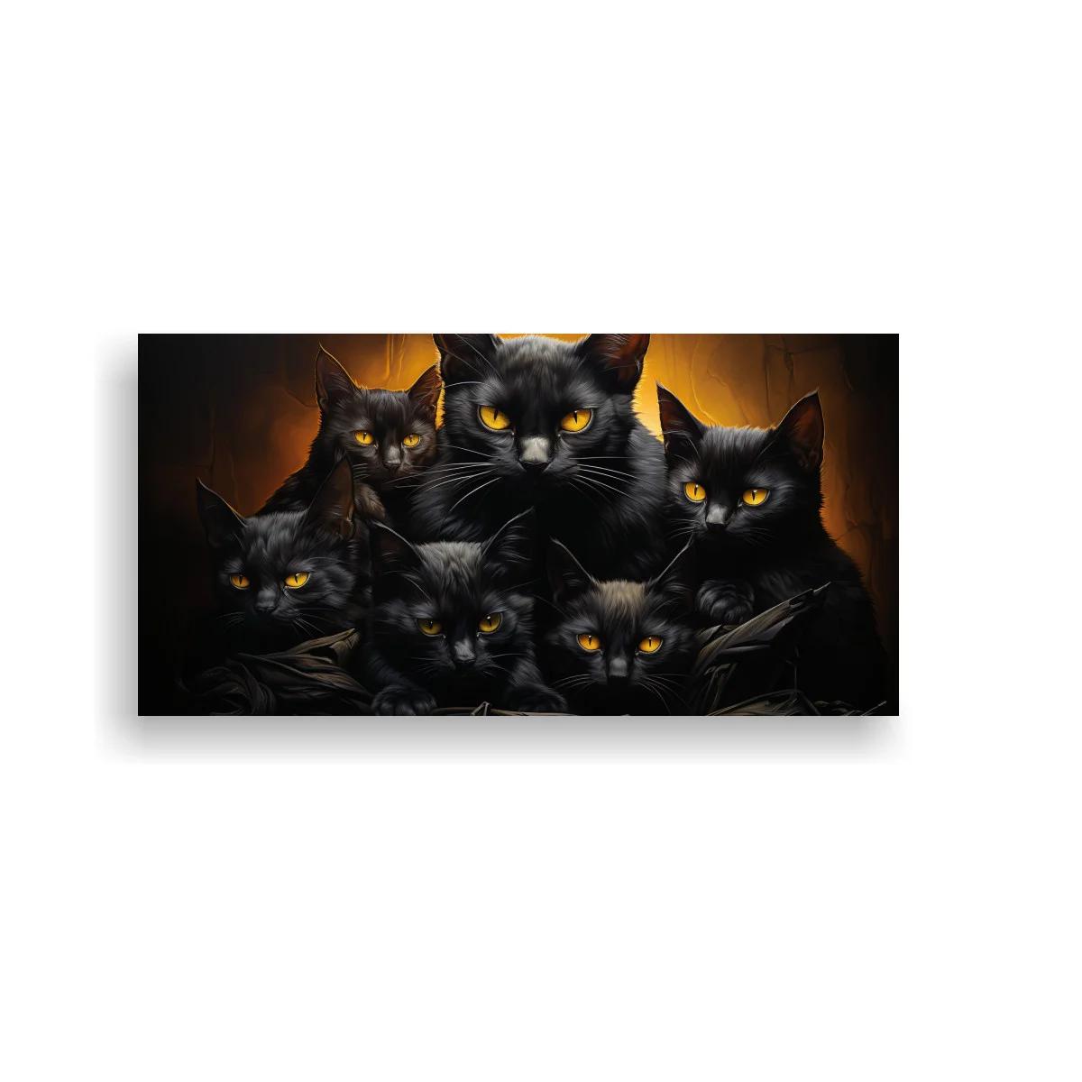 Cuadro grupo de gatos negros con ojos dorados — imagen principal