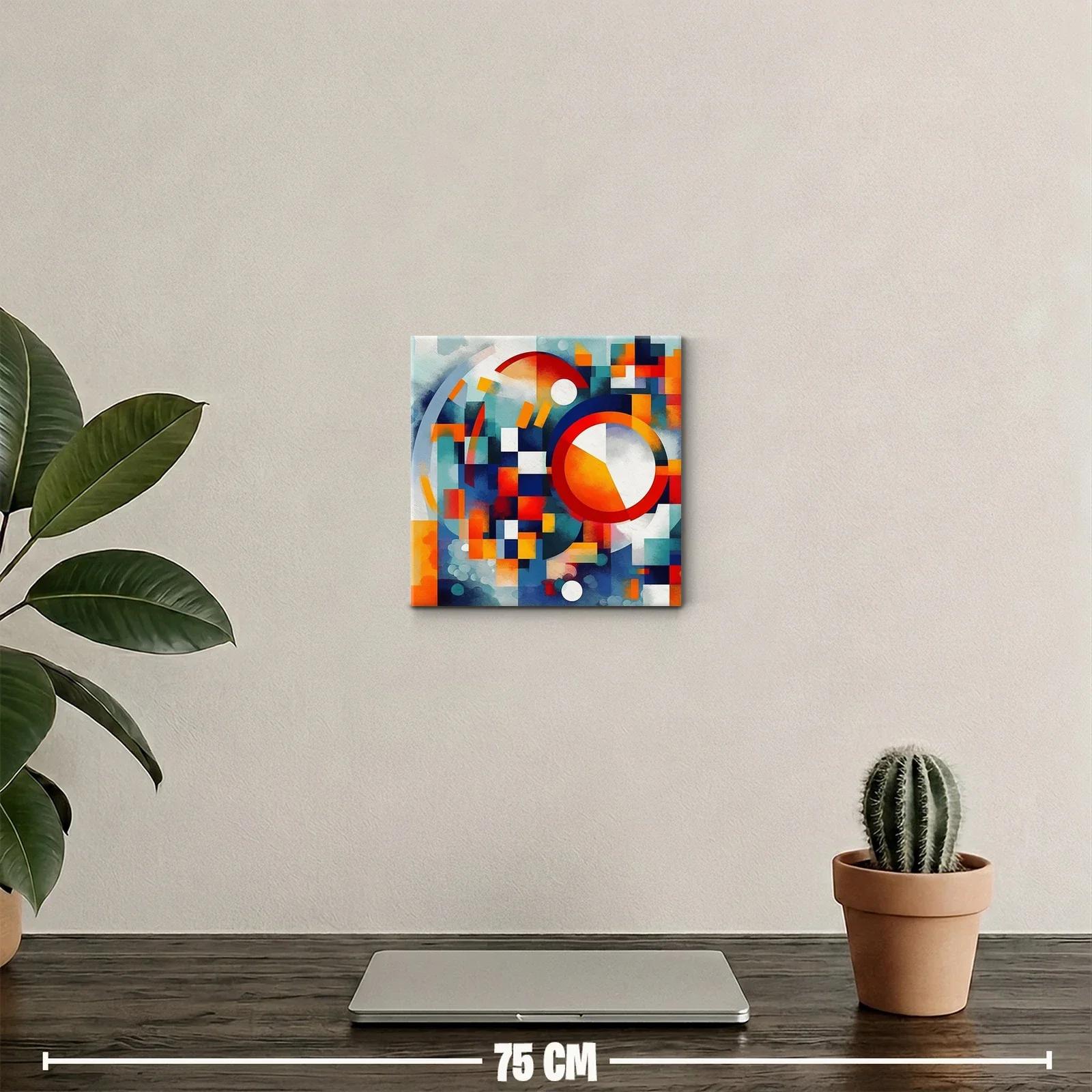 Cuadro abstracto con formas geométricas en colores vibrantes — miniatura 2