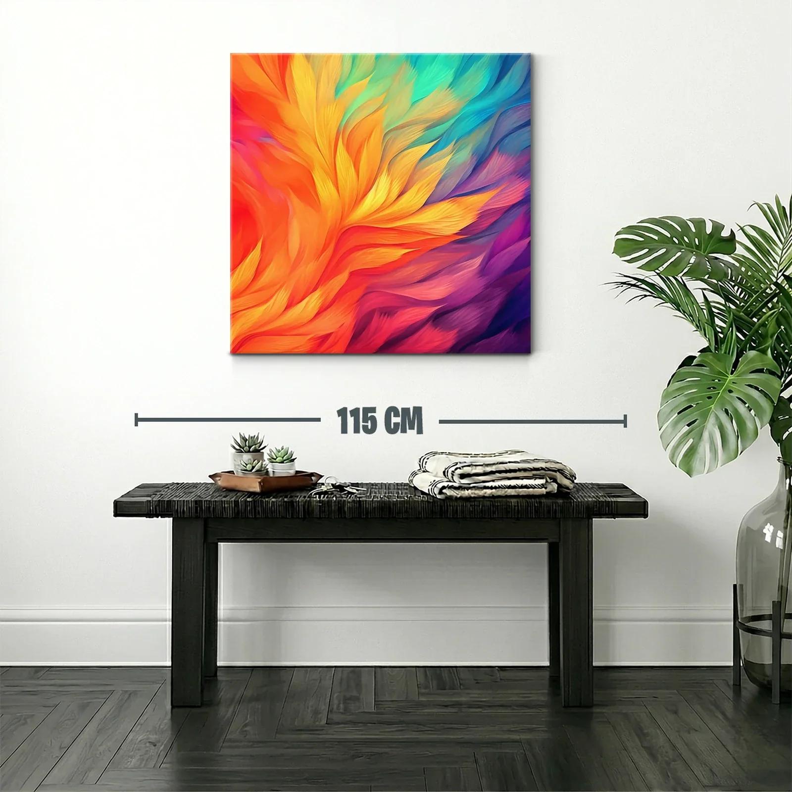 Cuadro abstracto en vibrantes tonos cálidos y fríos — miniatura 2