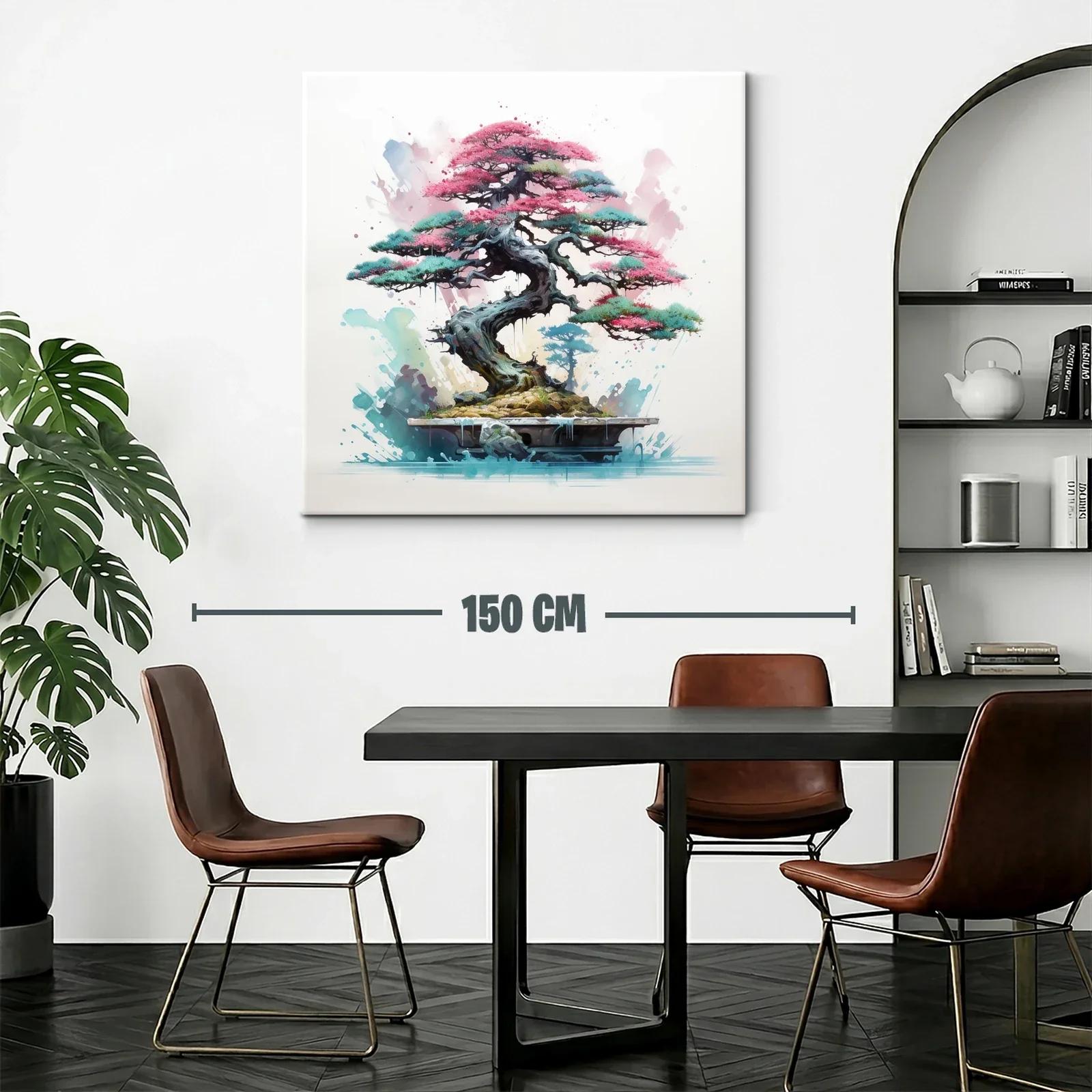 Árbol bonsái vibrante con tonos rosas y verdes — miniatura 2