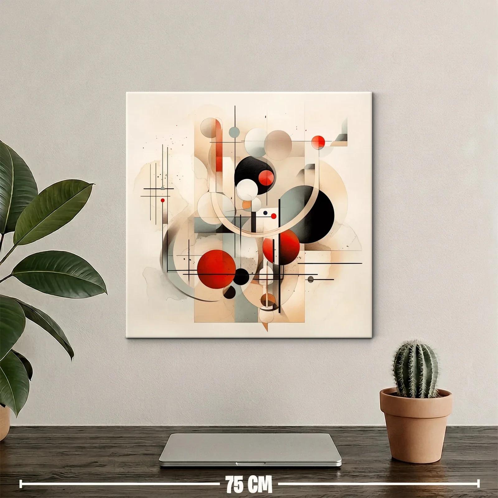 Composición geométrica en tonos cálidos con círculos y líneas — miniatura 2